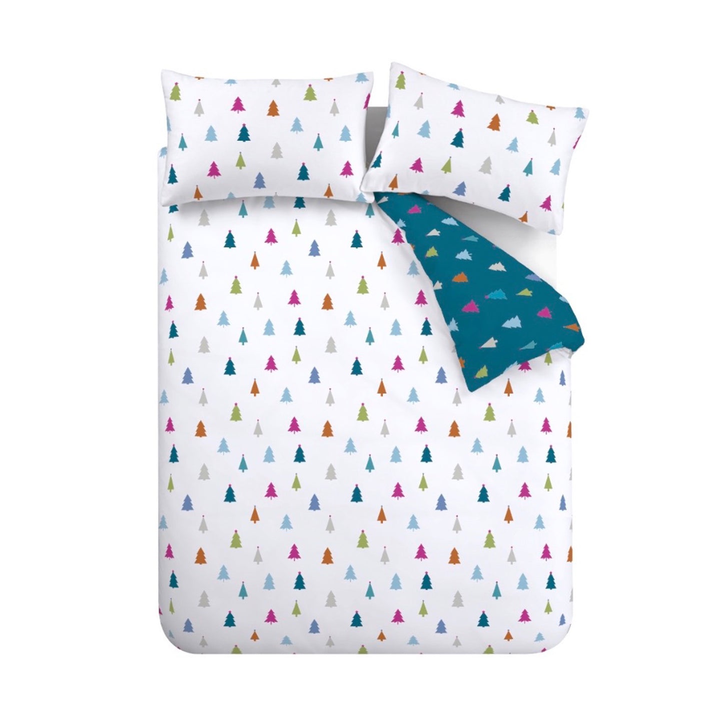 Christmas Tree Soft Microfibre Reversible Duvet Cover Set in White by Catherine Lansfield