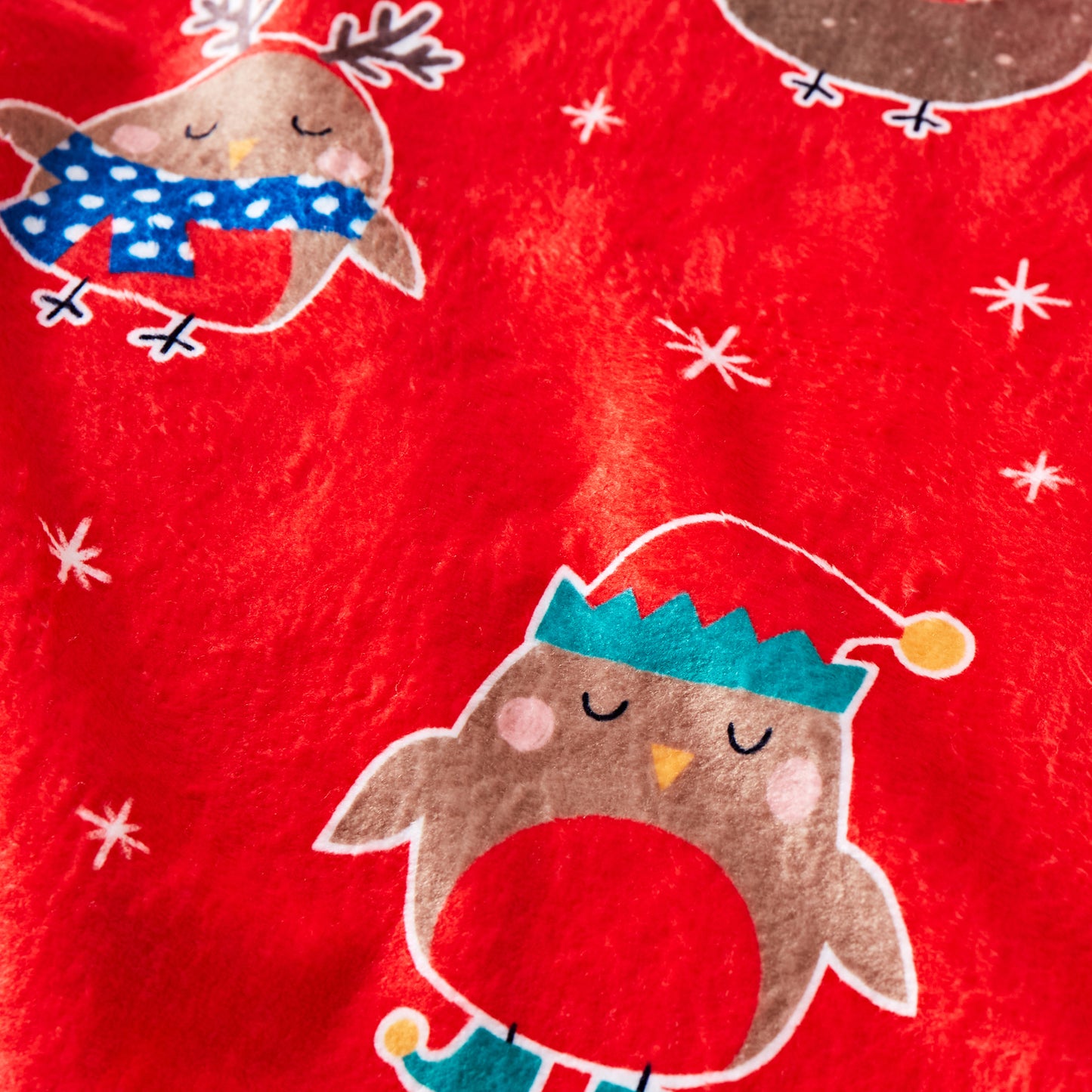 Christmas Party Robins Cosy Fleece Blanket Throw in Red by Catherine Lansfield