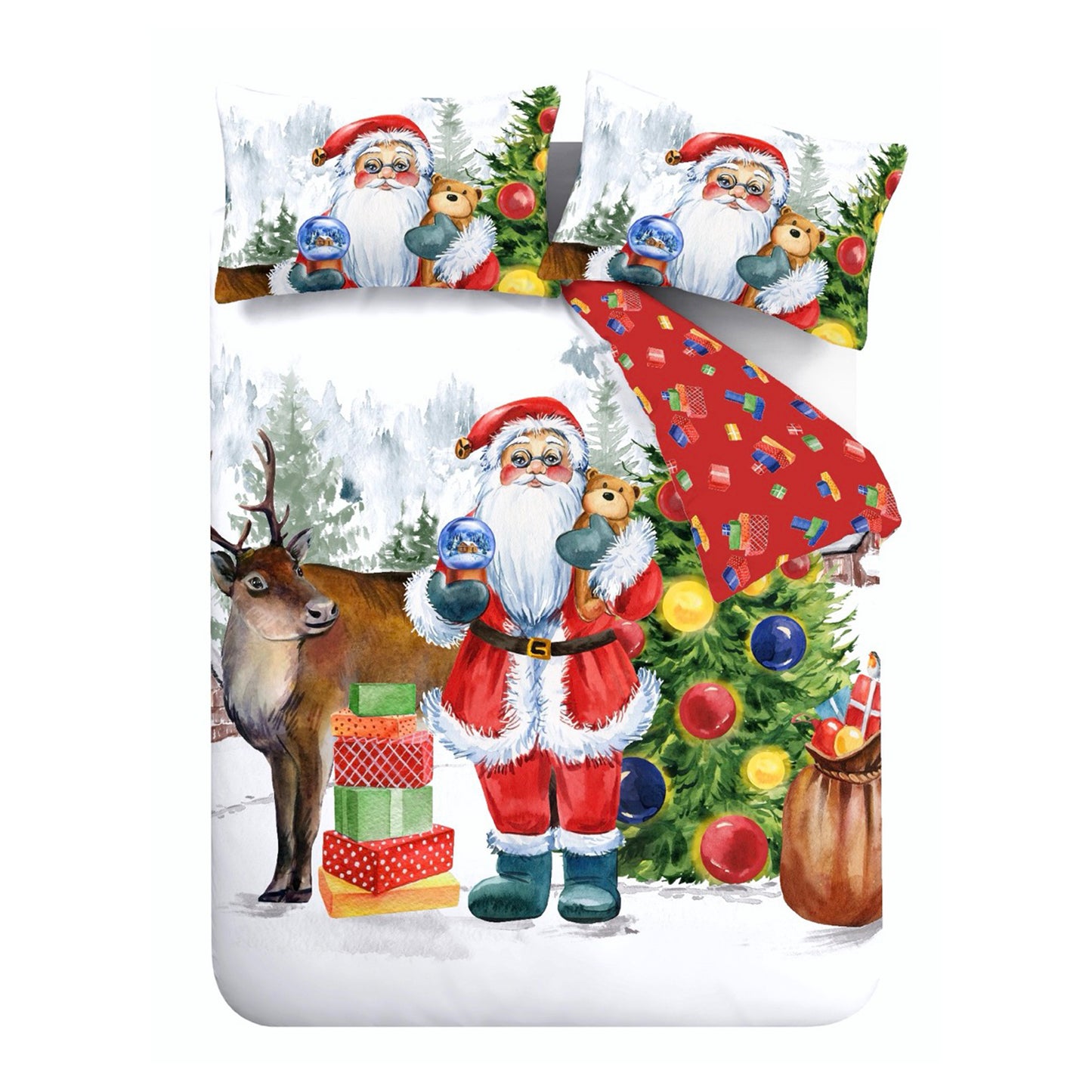 Christmas Retro Santa Reversible Duvet Cover Set by Catherine Lansfield