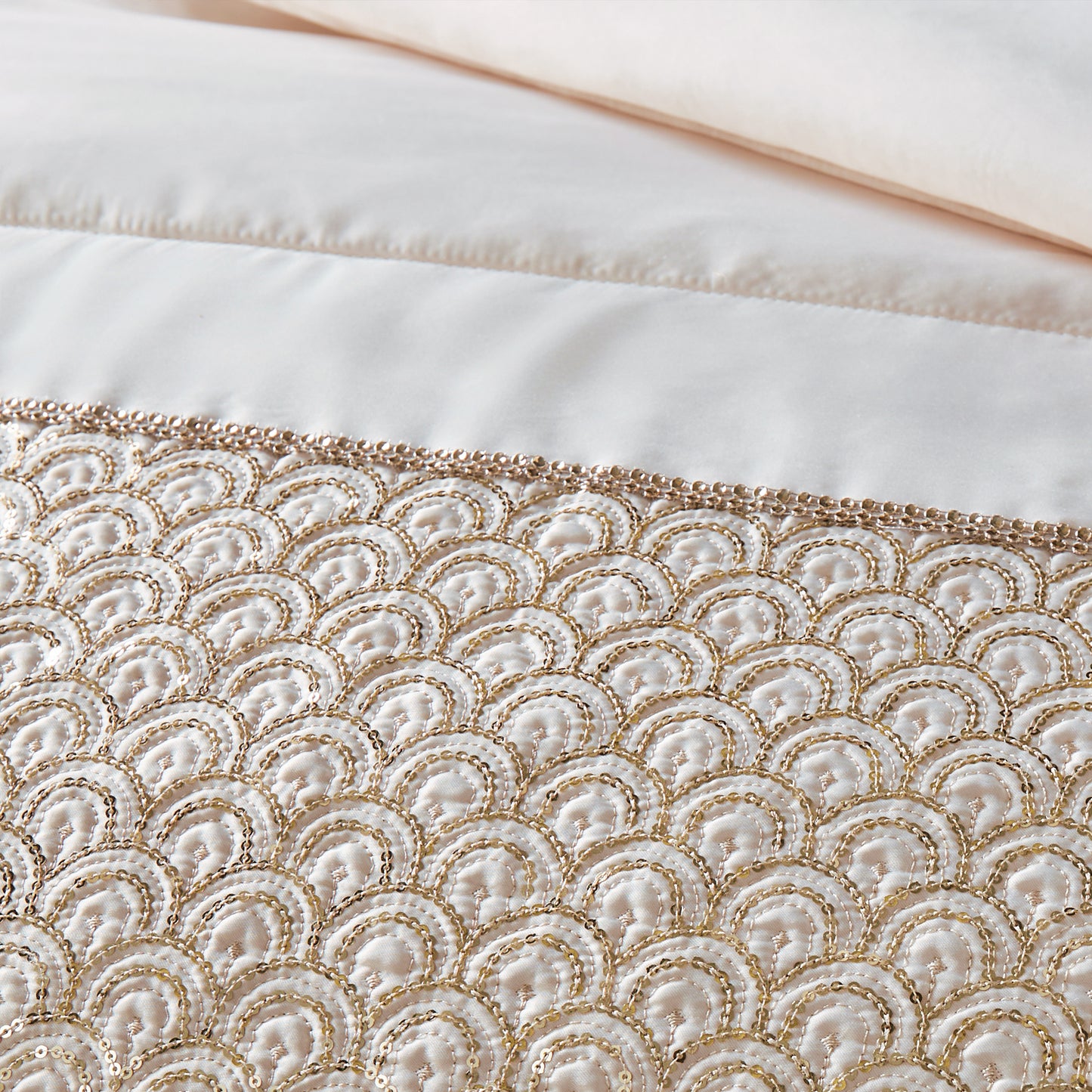 Deco Sequin Quilted Bedspread in Champagne by Catherine Lansfield