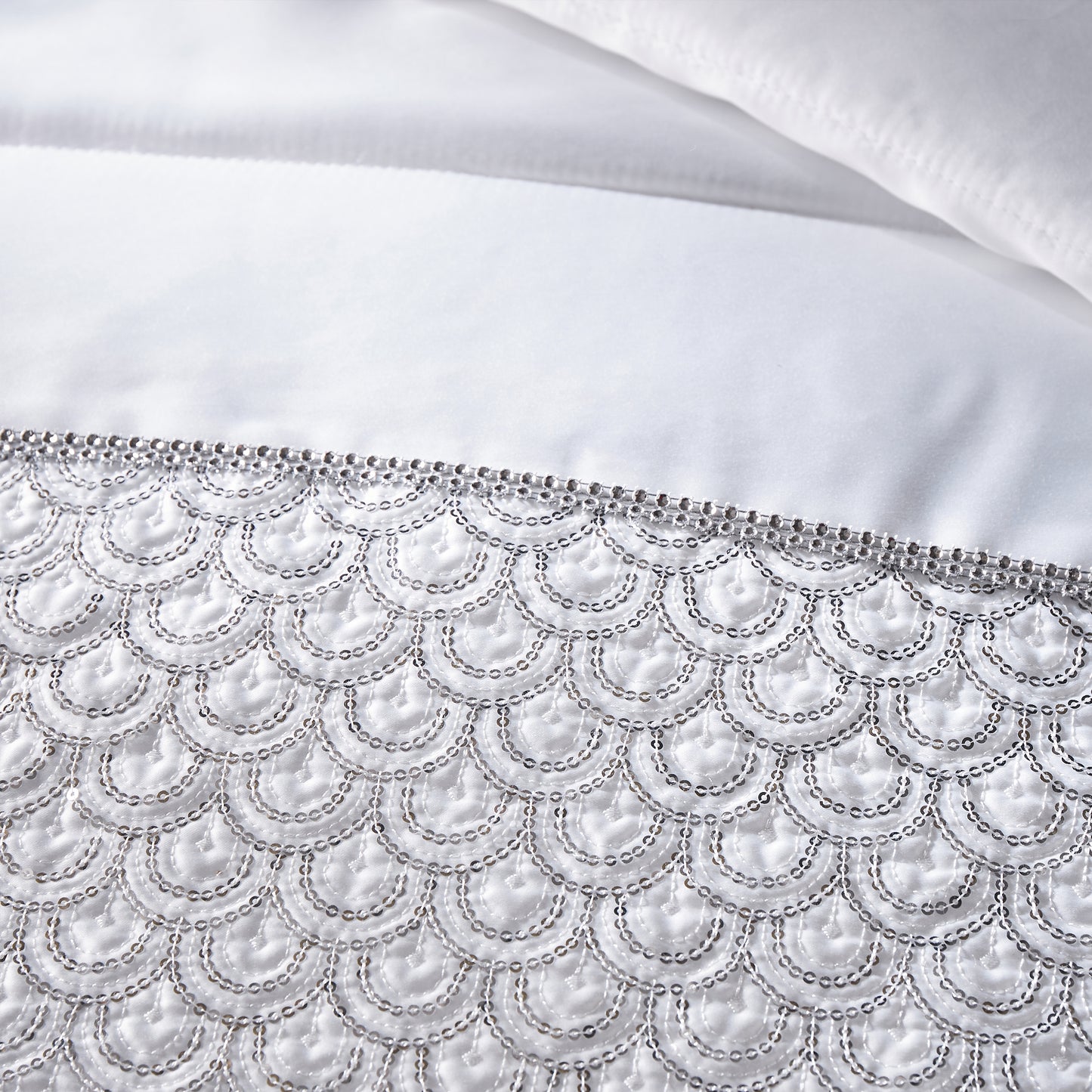 Deco Sequin Quilted Bedspread in White by Catherine Lansfield