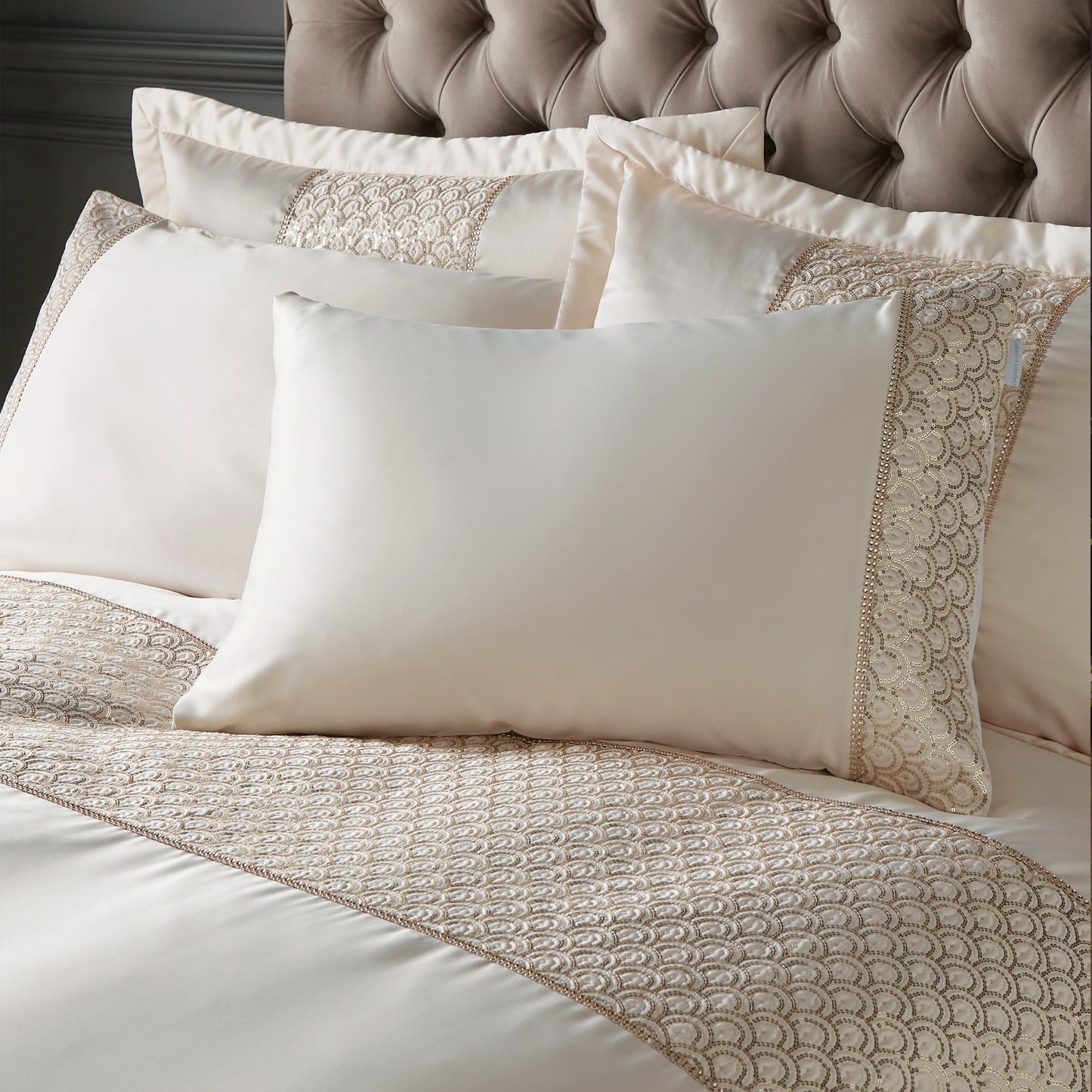 Deco Sequin Duvet Cover Set in Champagne by Catherine Lansfield