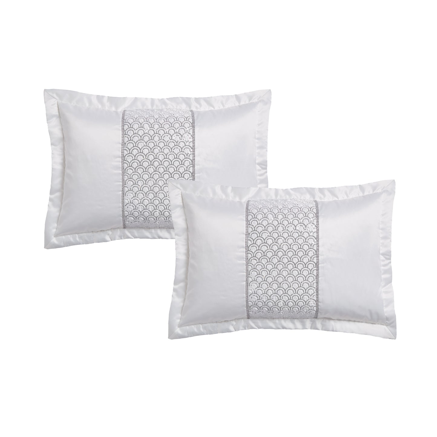 Deco Sequin Quilted Pillow Sham Pair in White by Catherine Lansfield