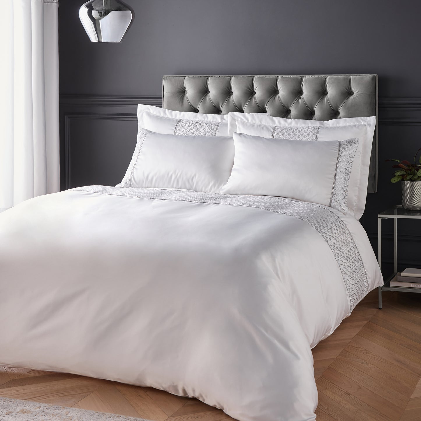 Deco Sequin Duvet Cover Set in White by Catherine Lansfield