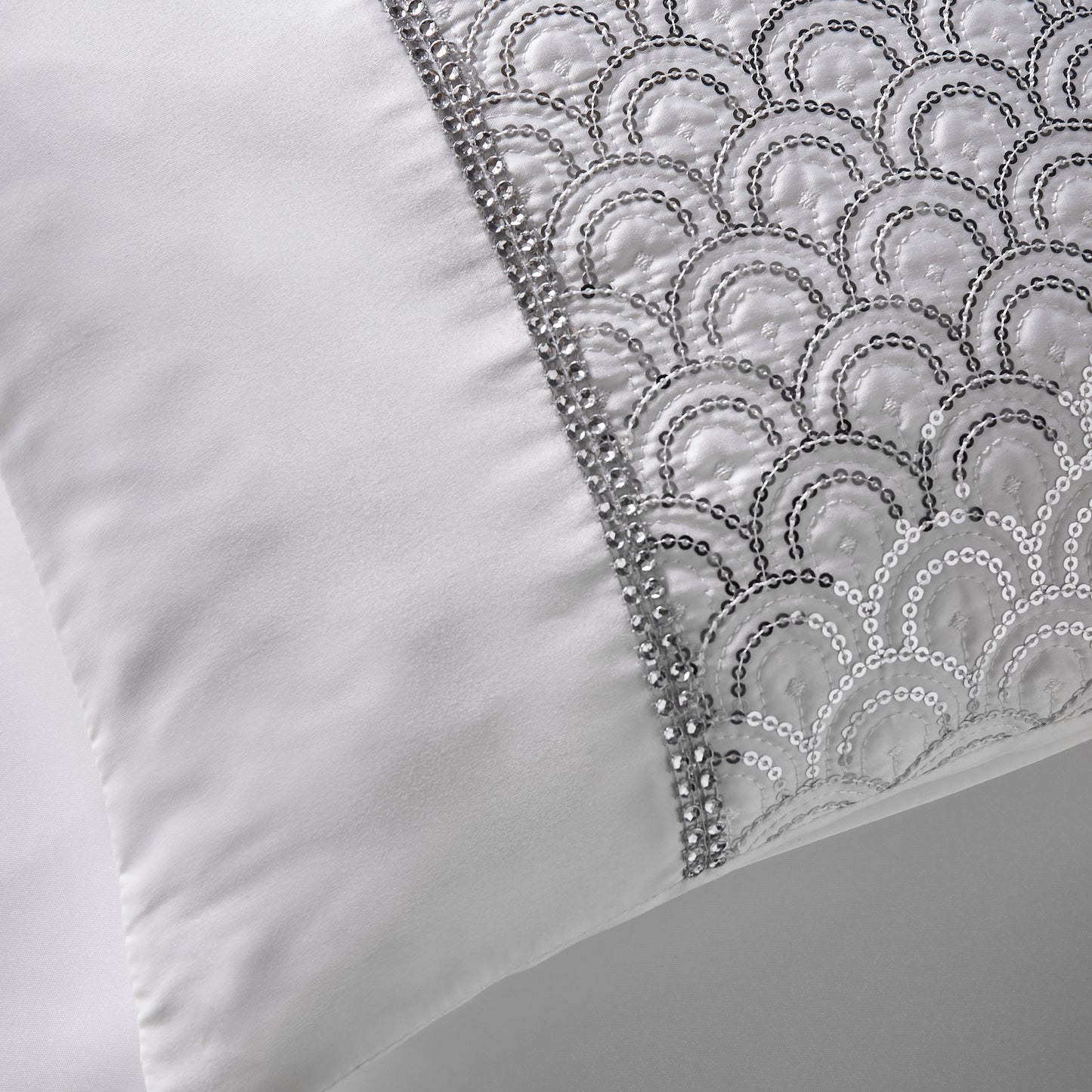 Deco Sequin Duvet Cover Set in White by Catherine Lansfield