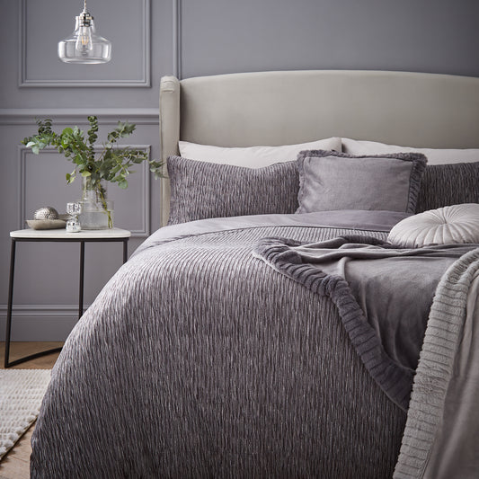 Allure Sparkle Duvet Cover Set in Grey by Catherine Lansfield