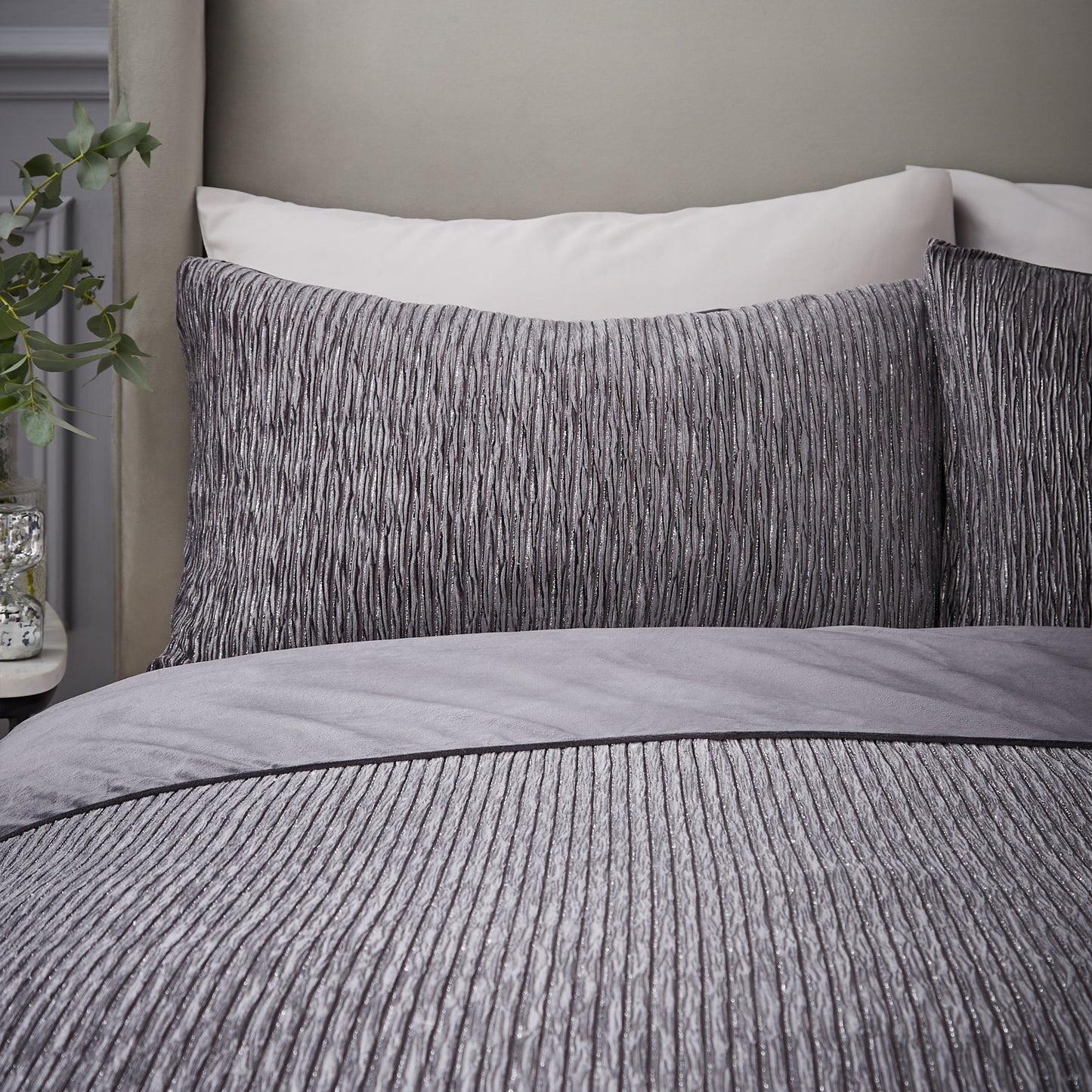 Allure Sparkle Duvet Cover Set in Grey by Catherine Lansfield