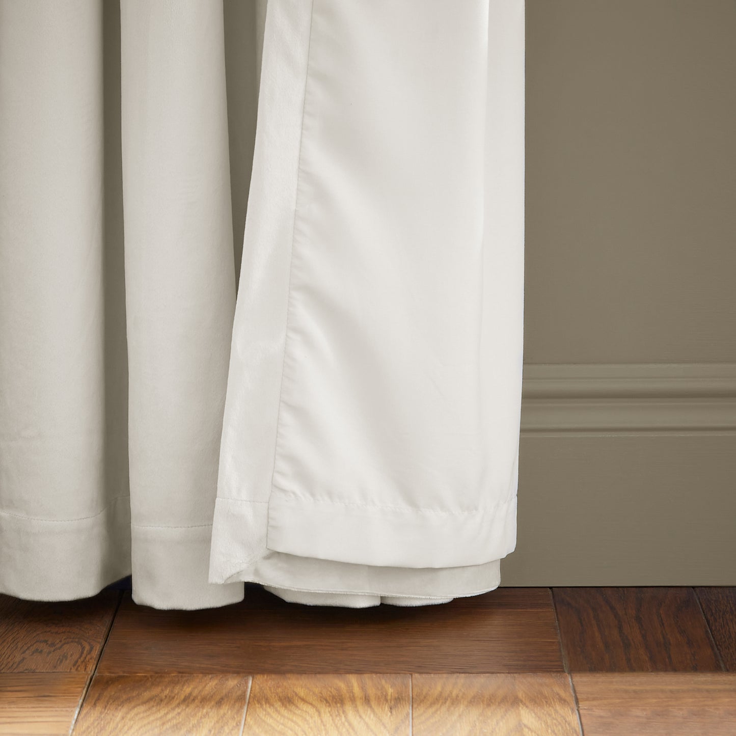 Kingsley Matt Velvet Lined Eyelet Curtains in Cream by Catherine Lansfield