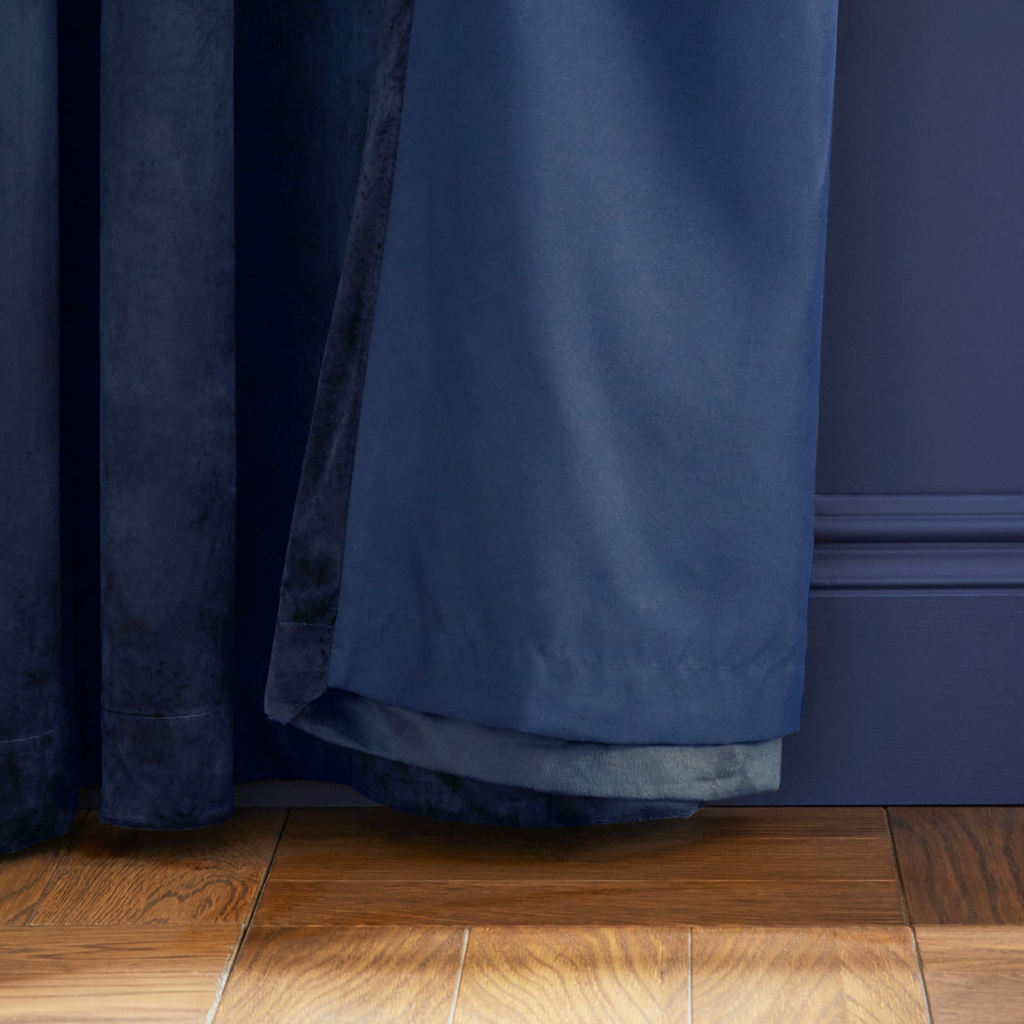 Kingsley Matt Velvet Lined Eyelet Curtains in Navy by Catherine Lansfield