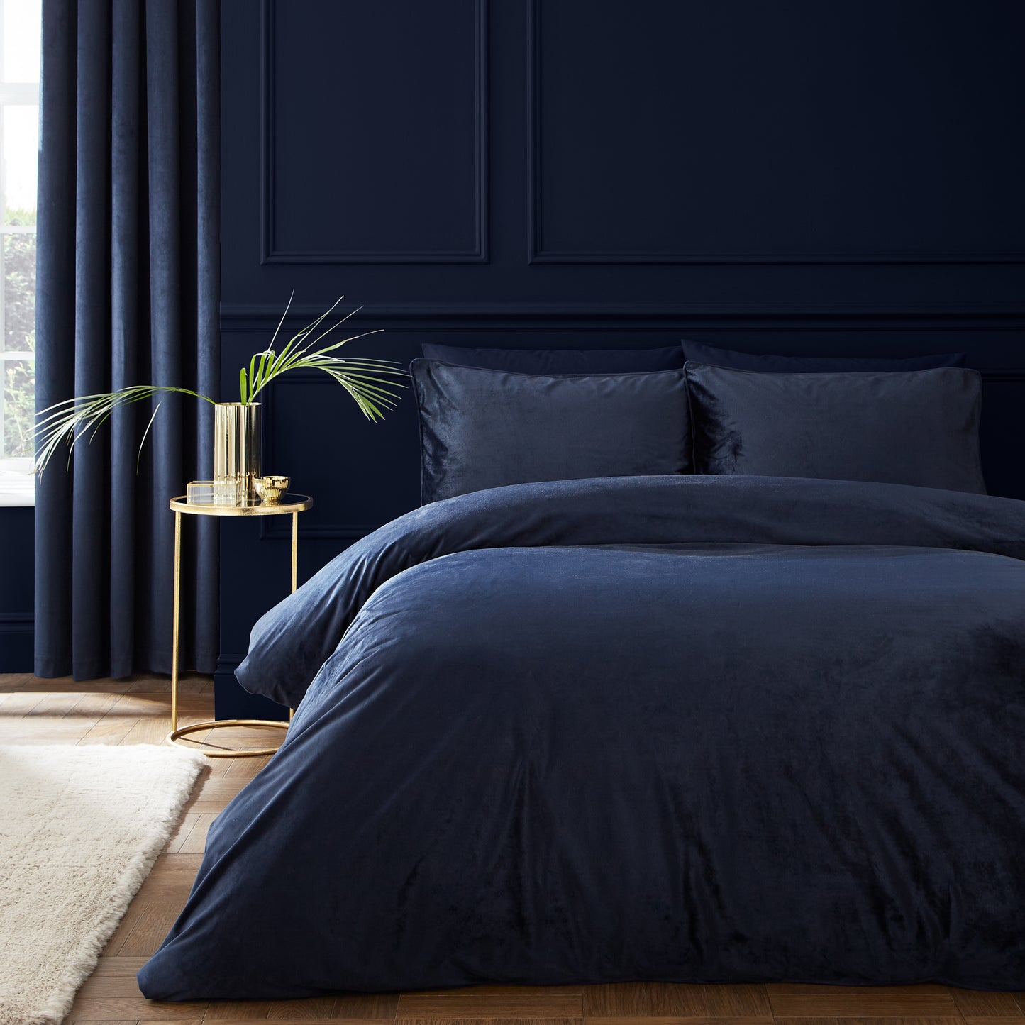 Kingsley Soft Matt Velvet Duvet Cover Set in Navy by Catherine Lansfield