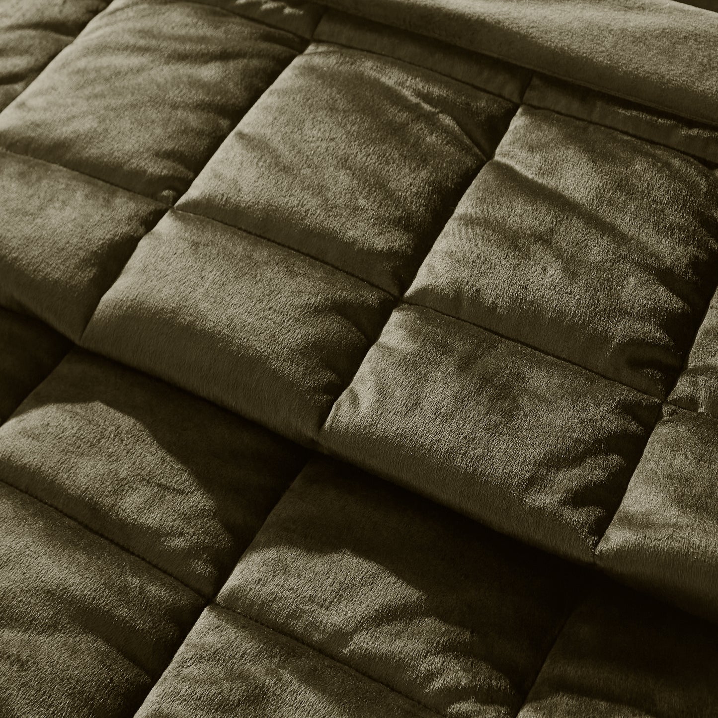 Kingsley Matt Velvet Quilted Bedspread in Olive by Catherine Lansfield