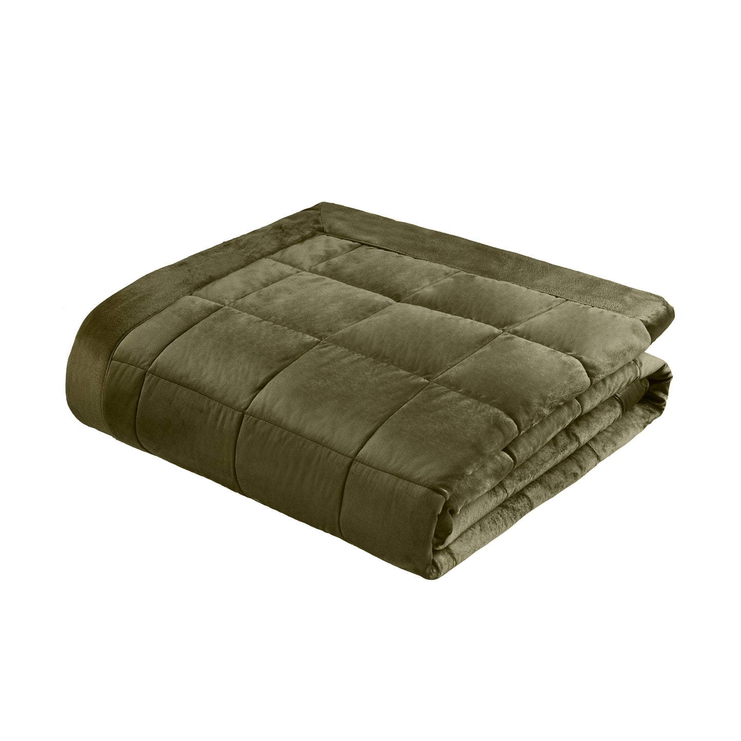 Kingsley Matt Velvet Quilted Bedspread in Olive by Catherine Lansfield