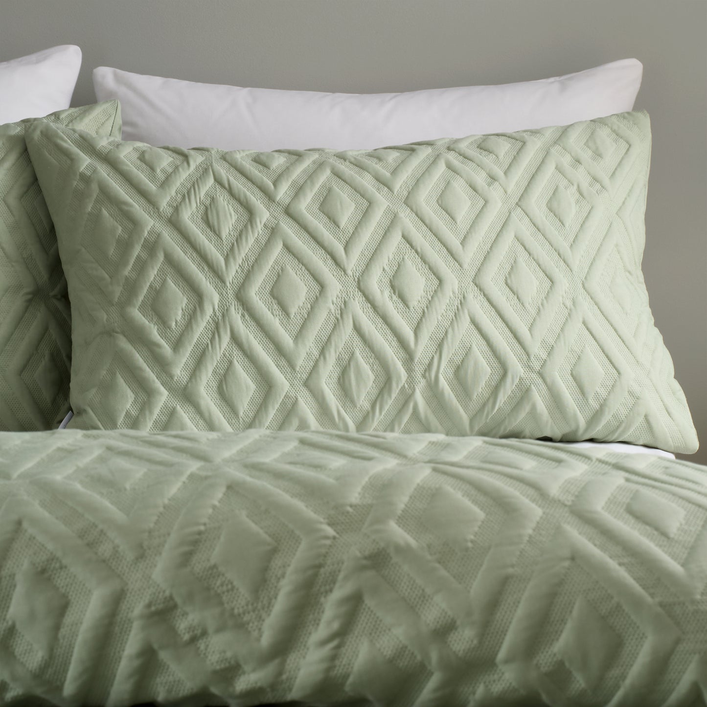 Jacob Geo Soft Touch Duvet Cover Set in Sage by Catherine Lansfield