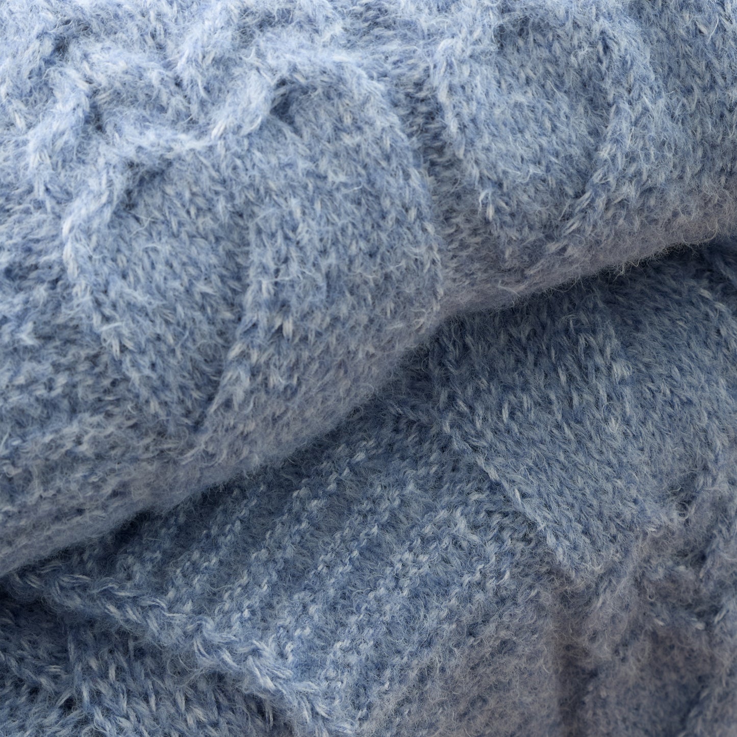 Cosy Soft Cable Knit 130x170cm Blanket Throw in Blue by Bianca