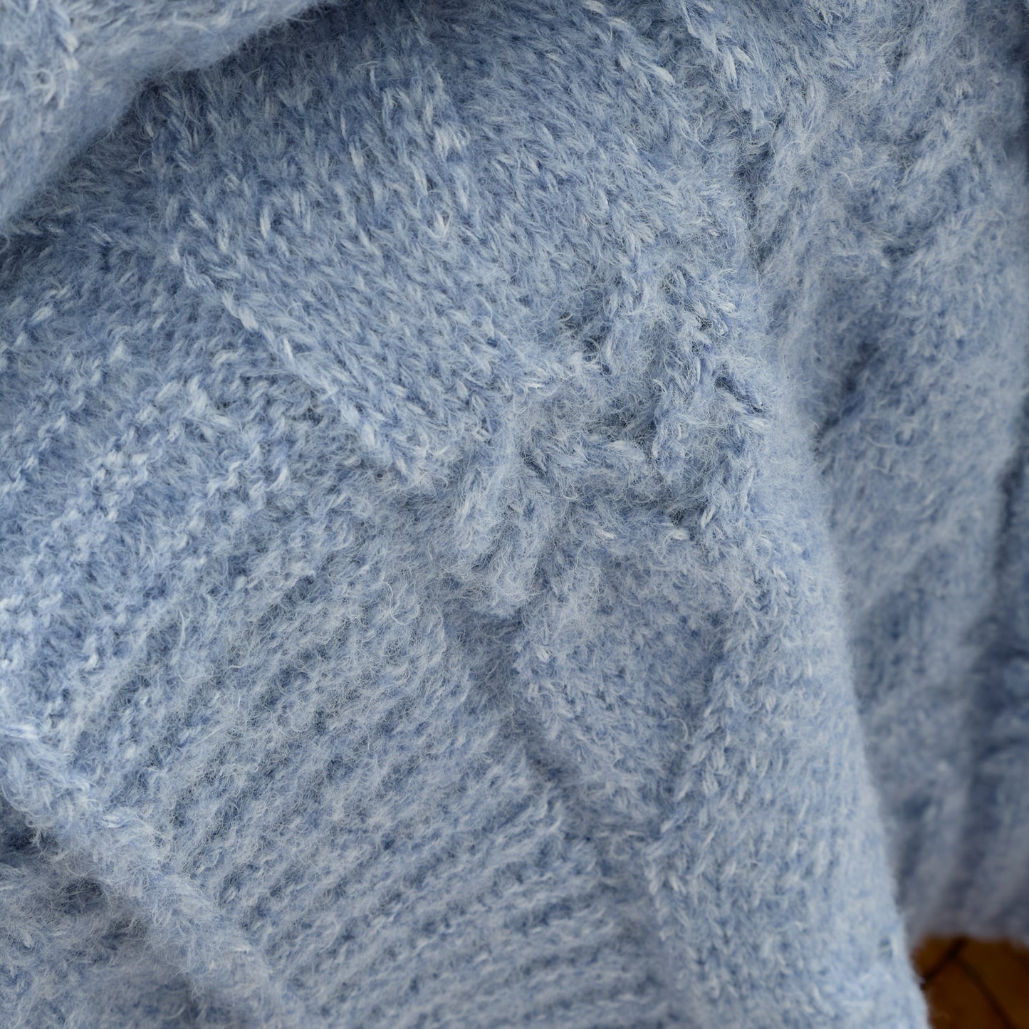 Bianca Cosy Soft Cable Knit Blanket Throw in Blue