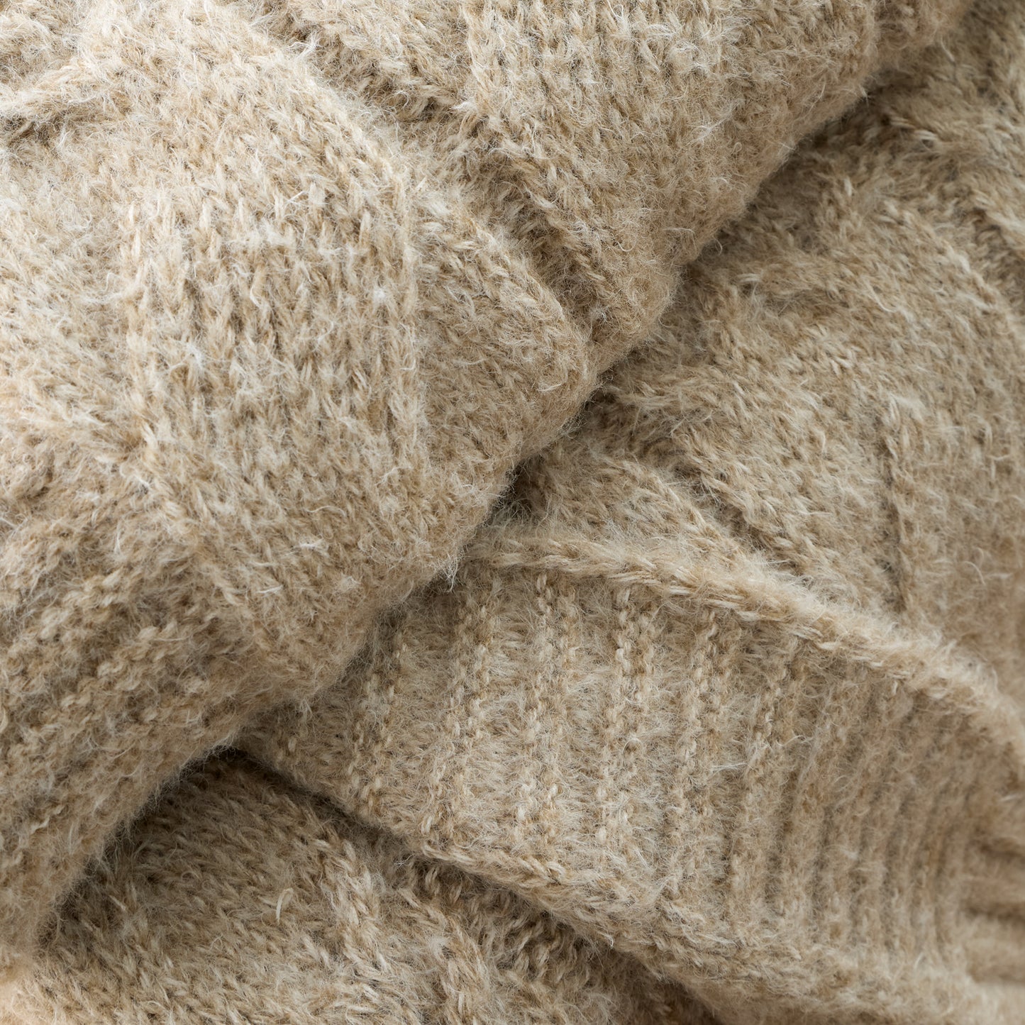 Cosy Soft Cable Knit 130x170cm Blanket Throw in Natural by Bianca