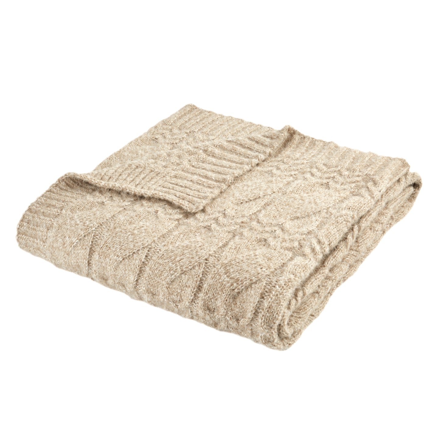 Cosy Soft Cable Knit 130x170cm Blanket Throw in Natural by Bianca