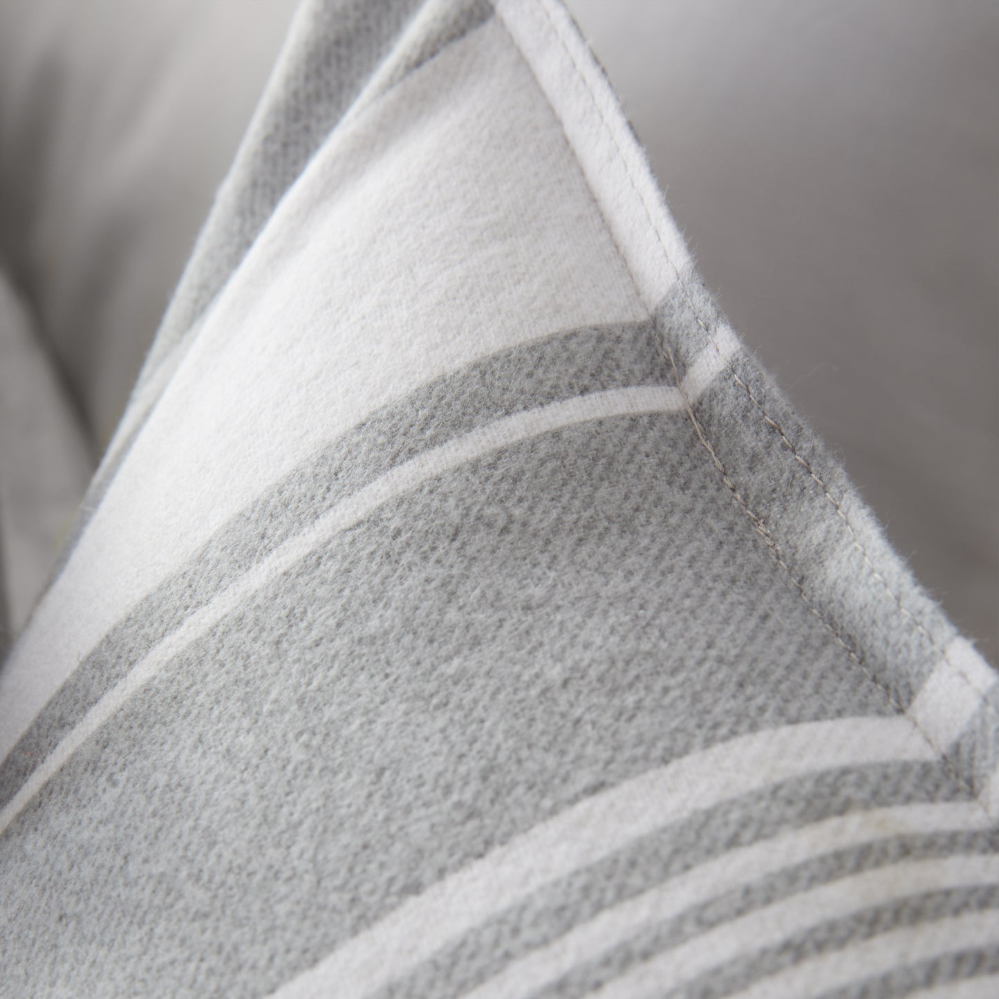 Brushed Cotton Ticking Stripe Reversible Duvet Cover Set in Grey by Bianca