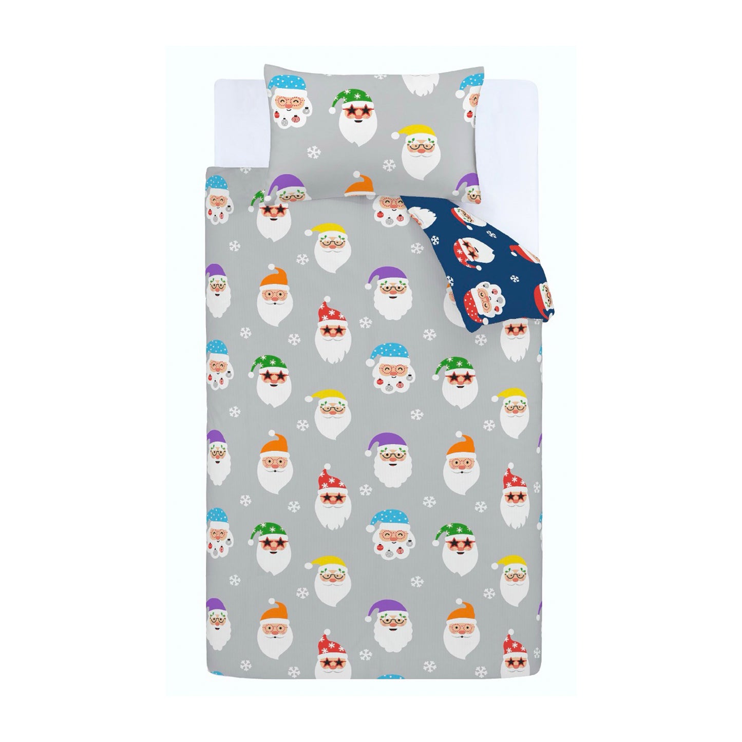 Christmas Santa Spec-Tacular Reversible Duvet Cover Set in Grey by Catherine Lansfield