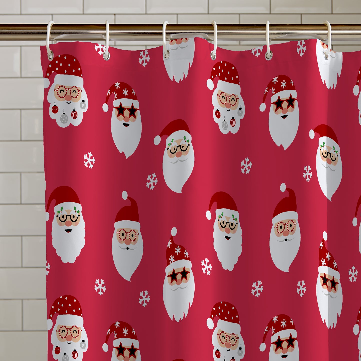 Christmas Santa Spec-Tacular Shower Curtain Red by Catherine Lansfield