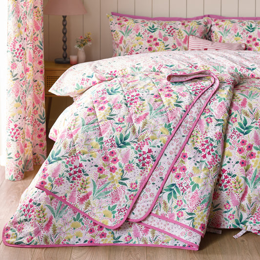 Tilly Floral Fully Reversible Bedspread in Pink by Catherine Lansfield