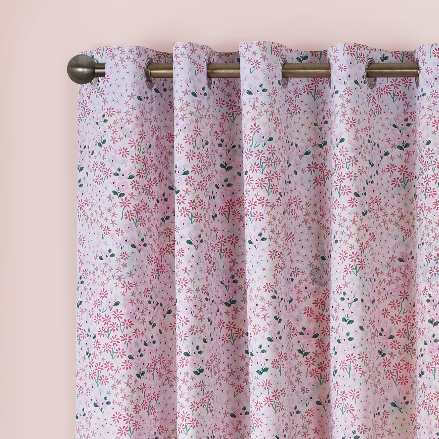 Tilly Floral Fully Reversible 66x90 Inch Eyelet Curtains in Pink by Catherine Lansfield