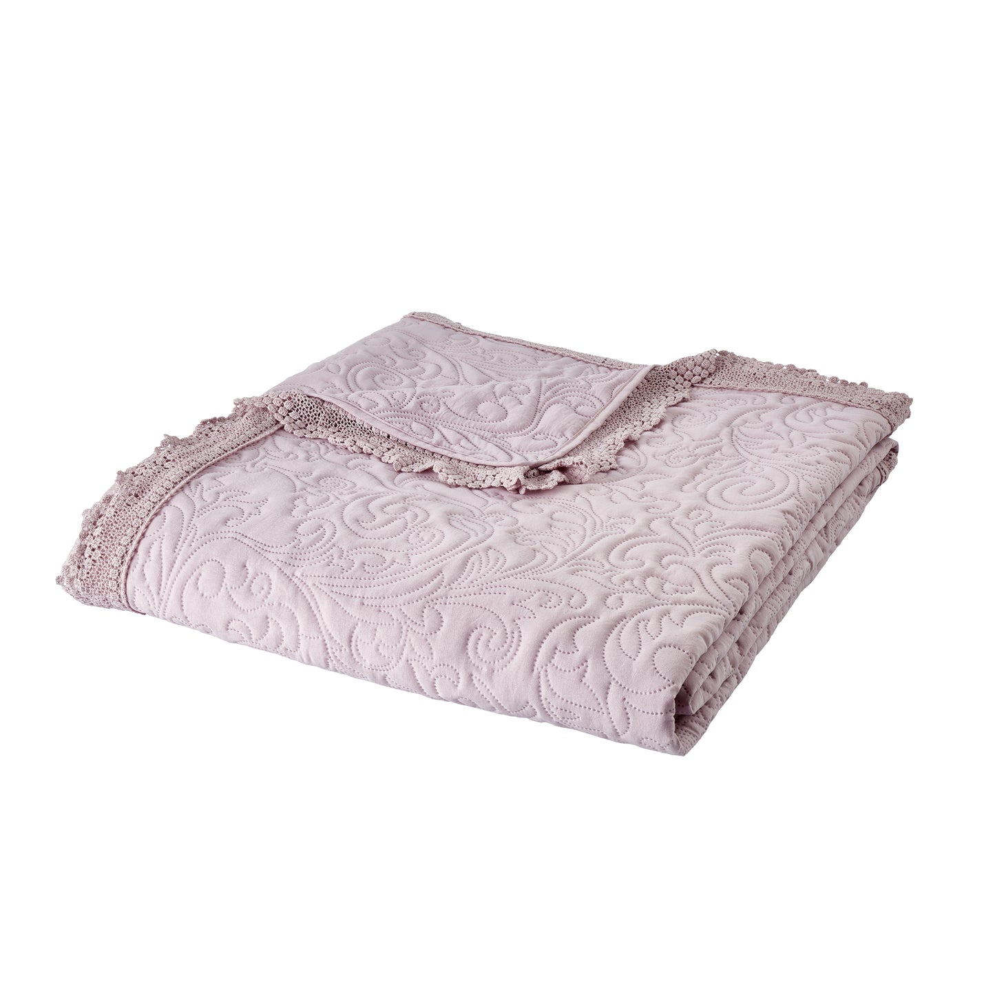 Silhouette Floral Lace 220x230cm Bedspread in Pink - Bridgerton By Catherine Lansfield