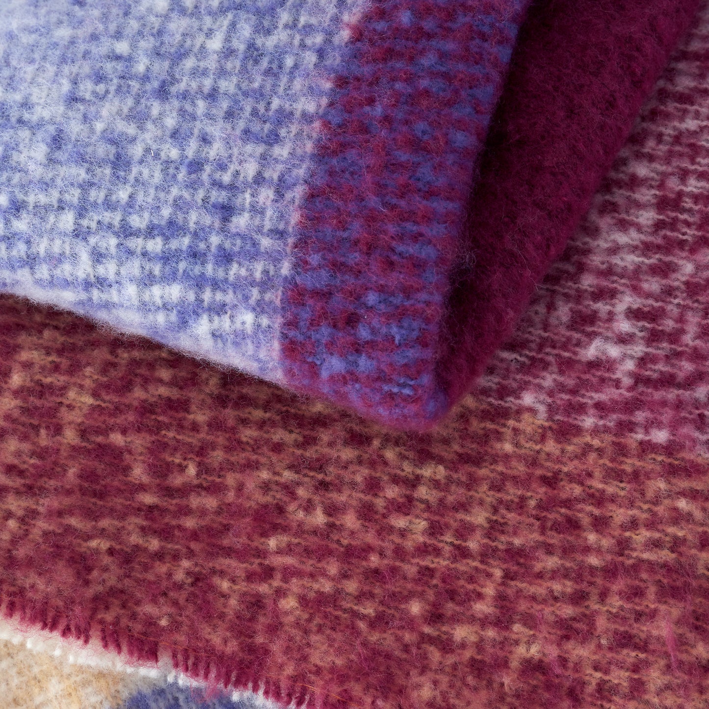 Faux Mohair Check Blanket Throw in Plum by Catherine Lansfield