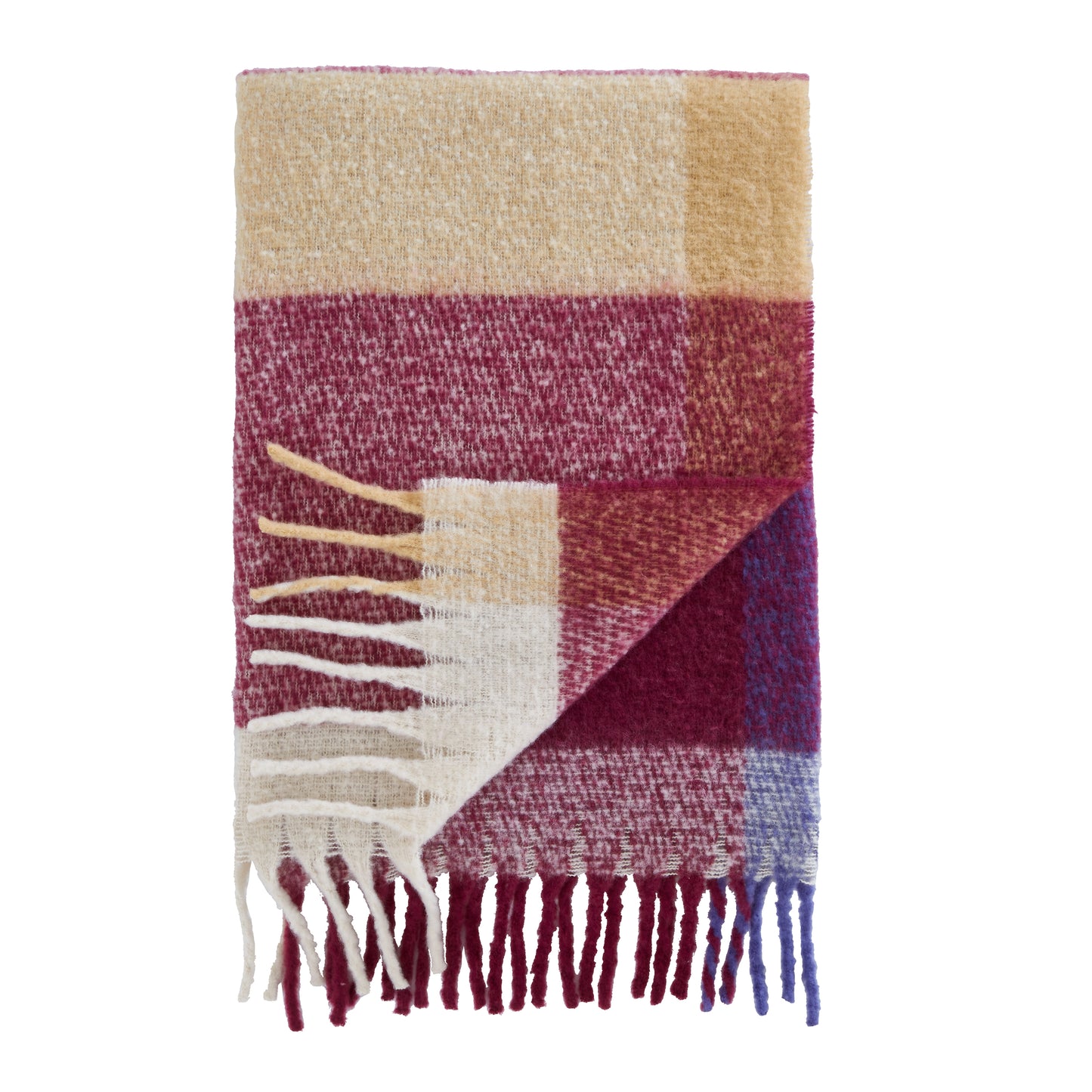 Faux Mohair Check Blanket Throw in Plum by Catherine Lansfield