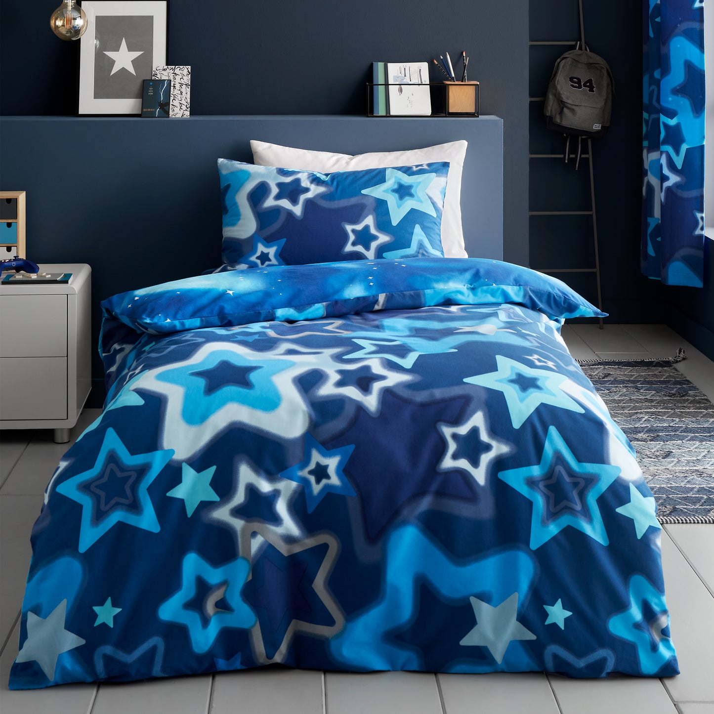 Ombre Star Reversible Duvet Cover Set in Blue by Catherine Lansfield Kids