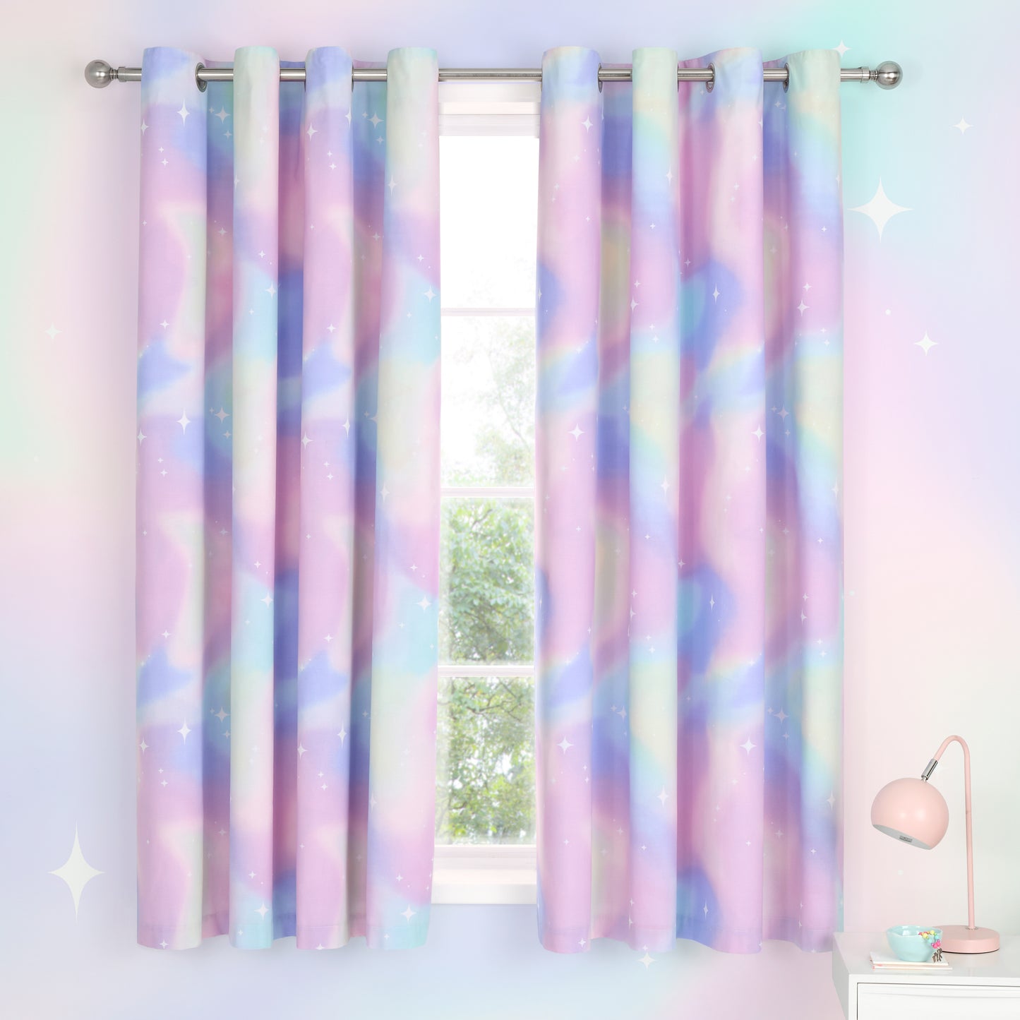 Ombre Stars Fully Reversible Eyelet Curtains in White by Catherine Lansfield