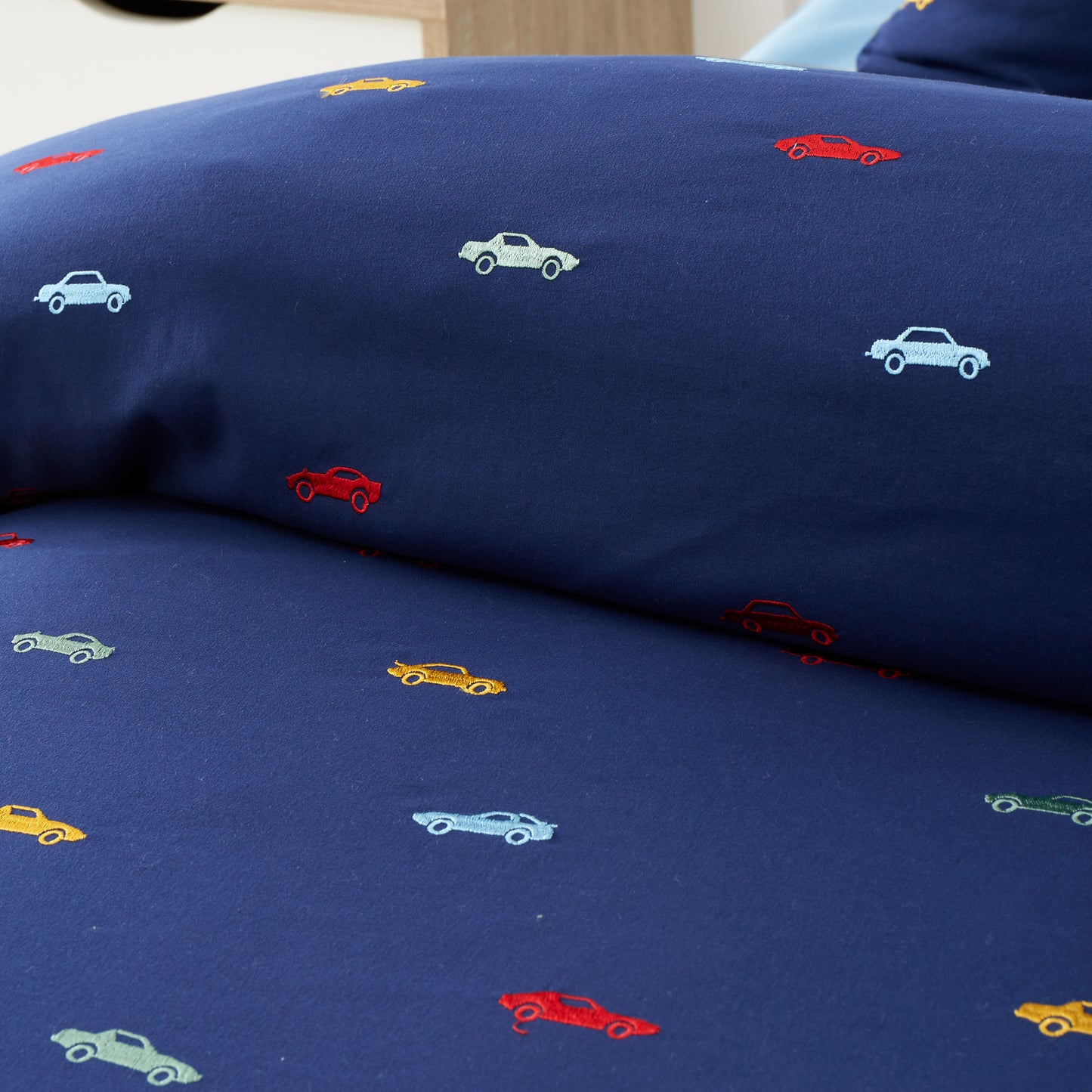 Embroidered Cars Soft Microfibre Duvet Cover Set in Blue by Catherine Lansfield