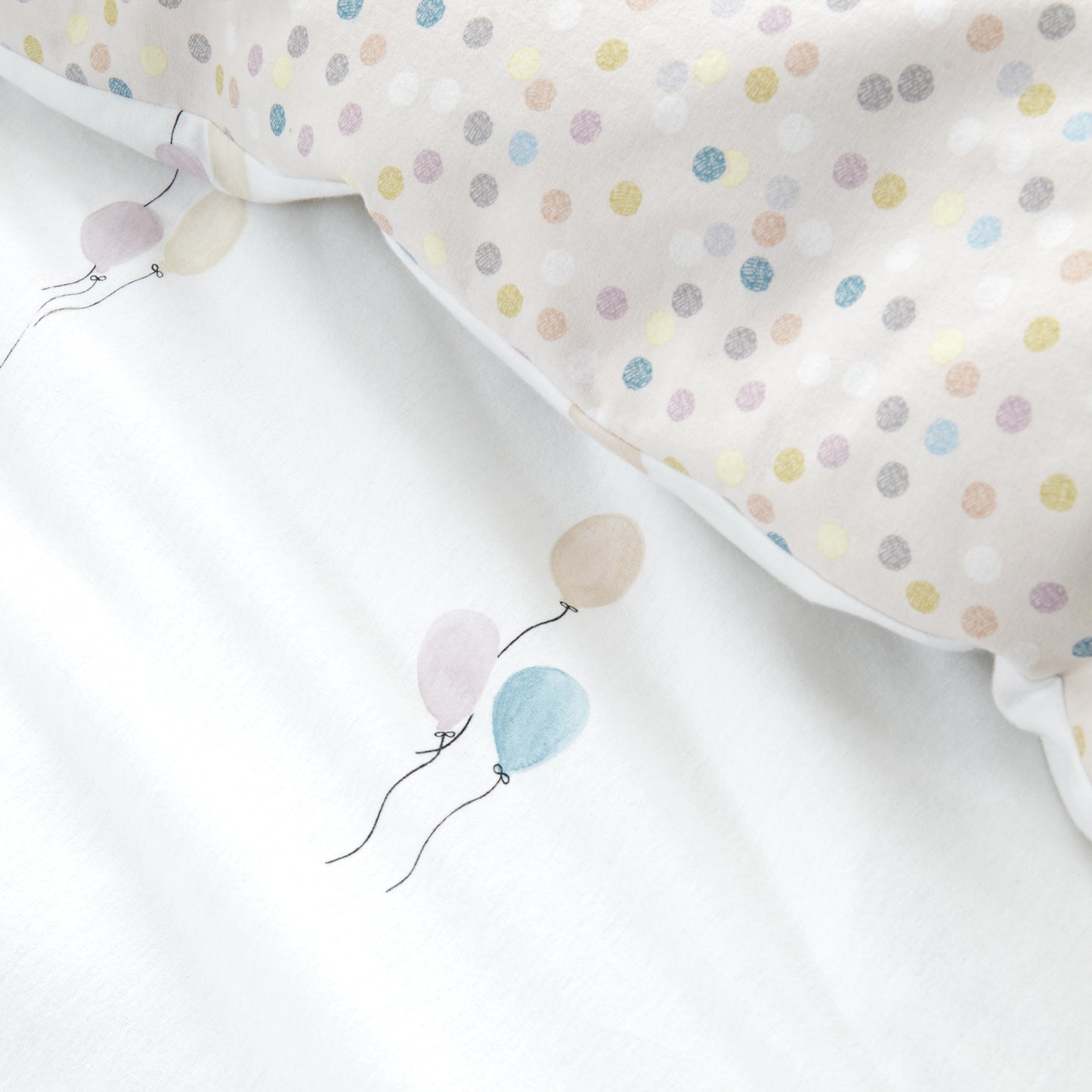 Brushed Balloons Reversible Cotton Duvet Cover Set in White by Bianca Kids