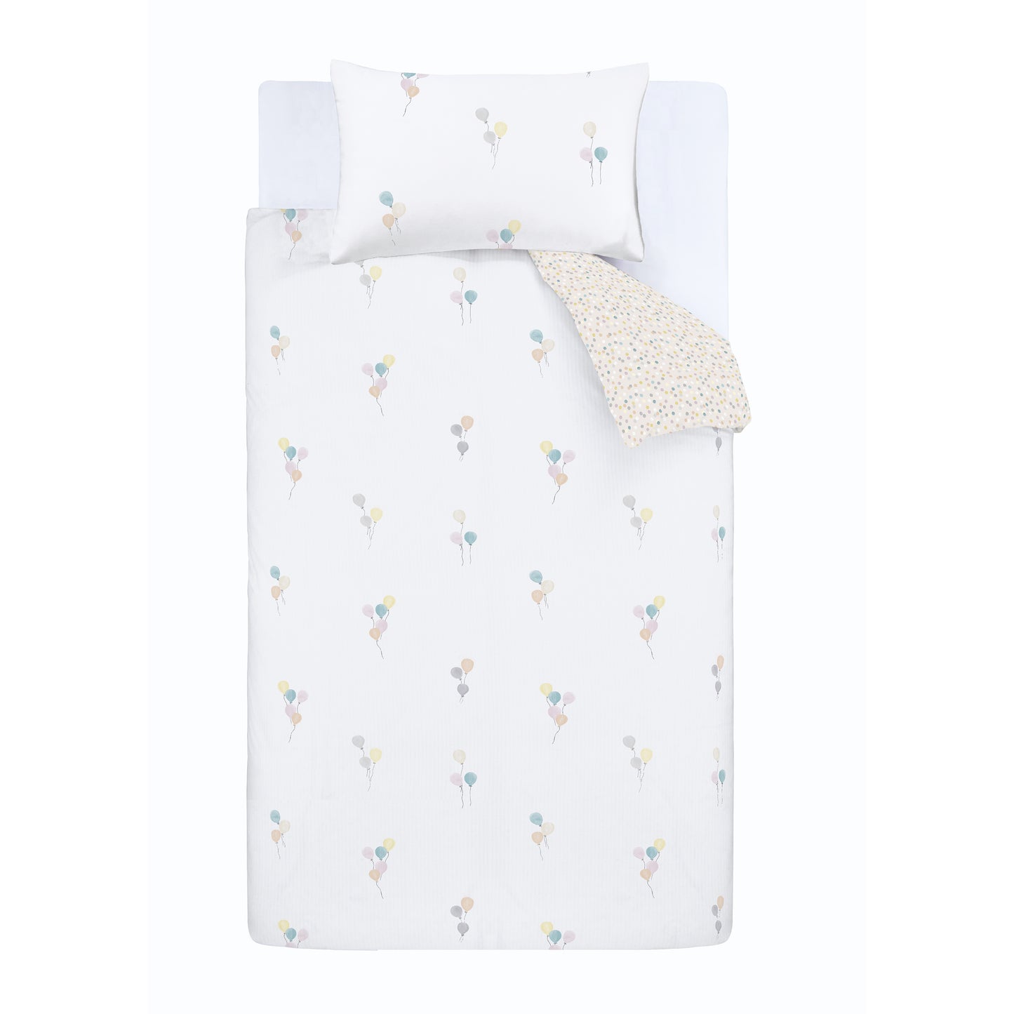 Brushed Balloons Reversible Cotton Duvet Cover Set in White by Bianca Kids