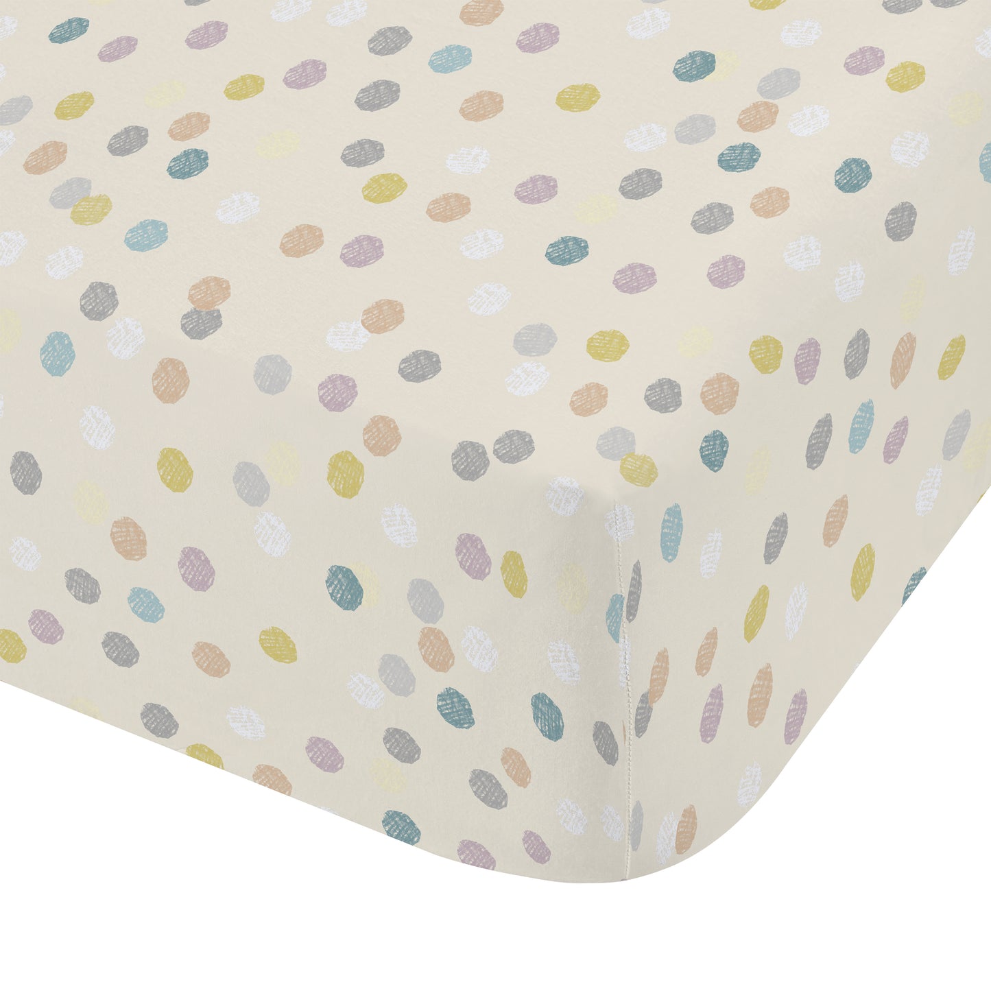 Brushed Balloons Spot Cotton Fitted Sheet in White by Bianca Kids