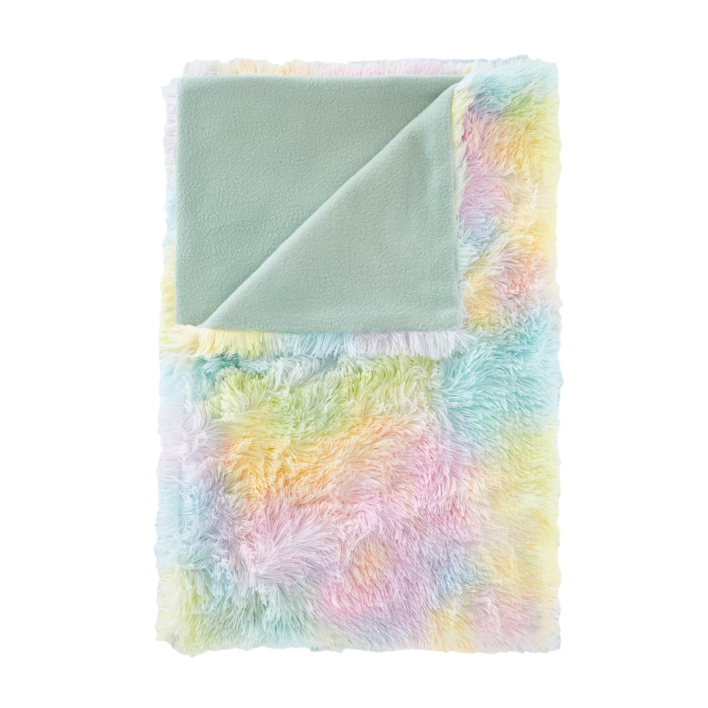 Cuddly Rainbow Deep Pile Faux Blanket Throw in Pastel by Catherine Lansfield