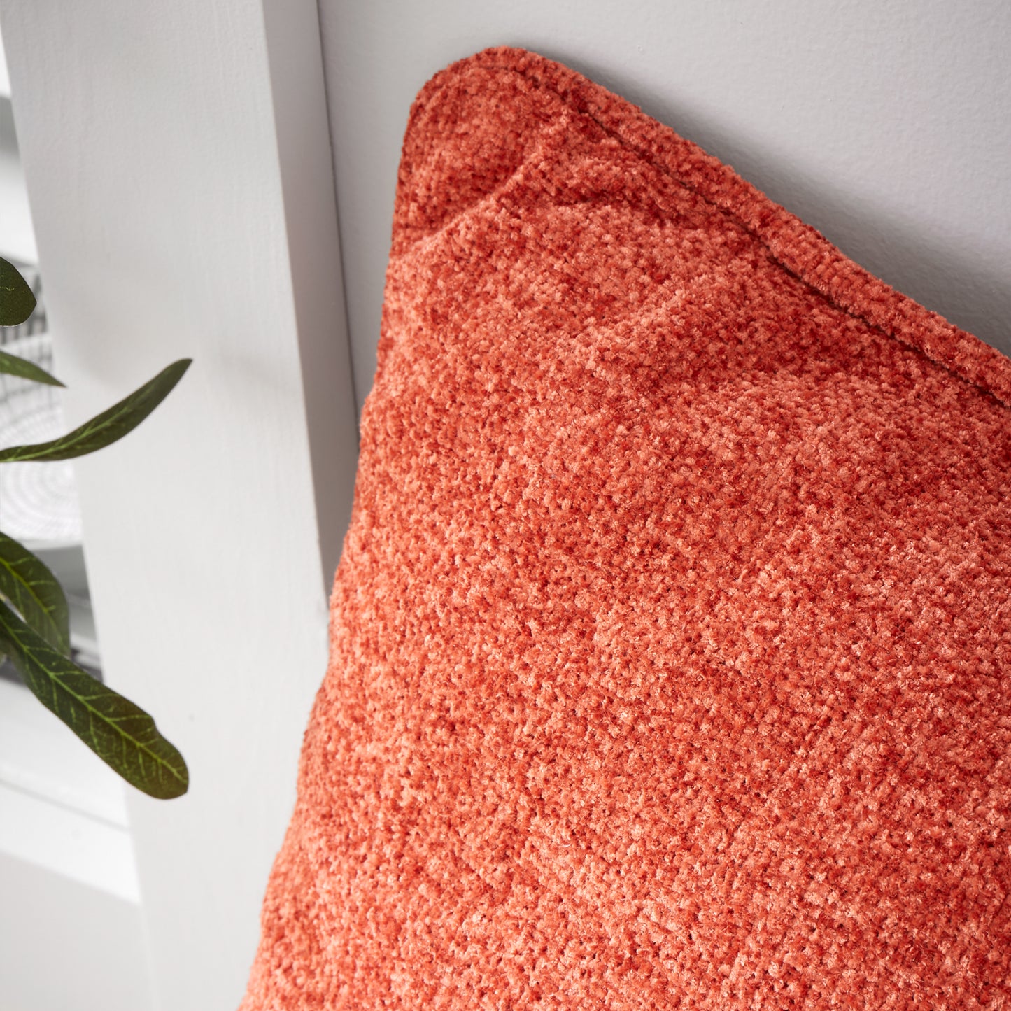 Wilson Plain Chenille Filled Cushion in Terracotta by Catherine Lansfield