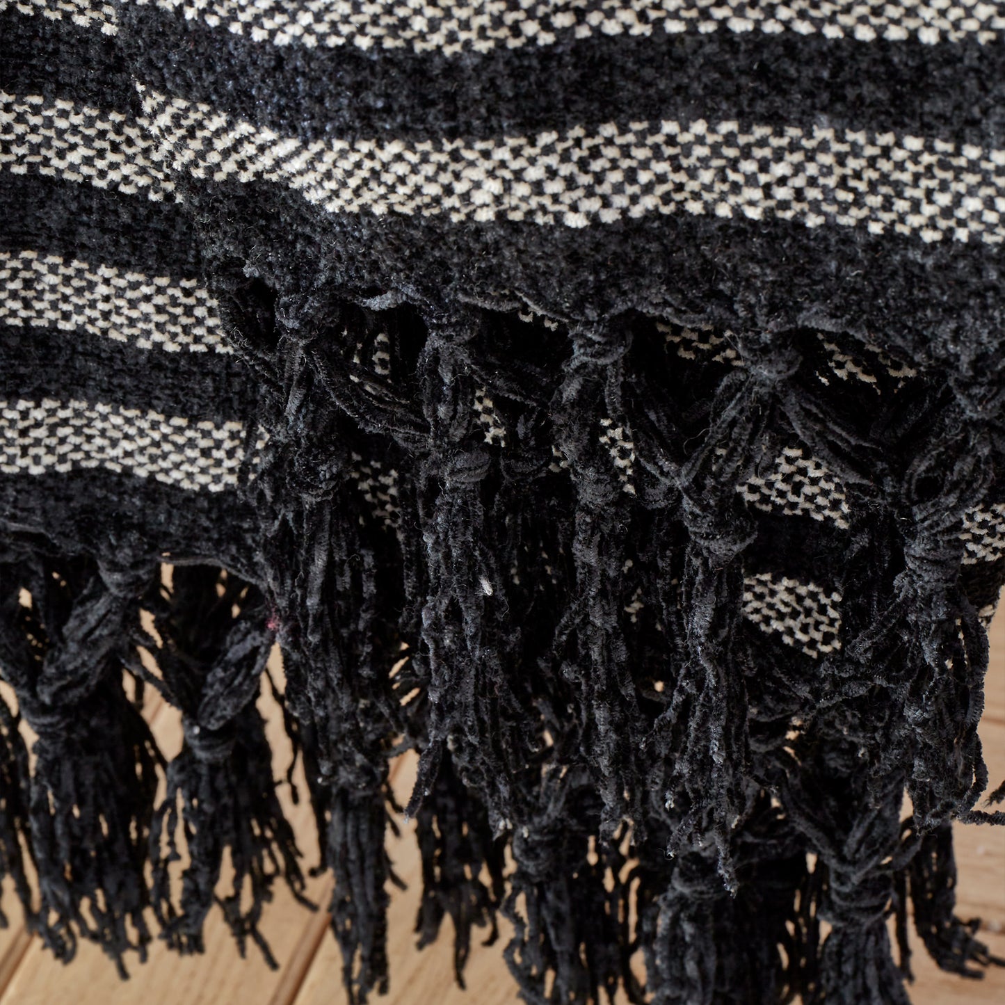 Stripe Chenille Blanket Throw in Black by Catherine Lansfield