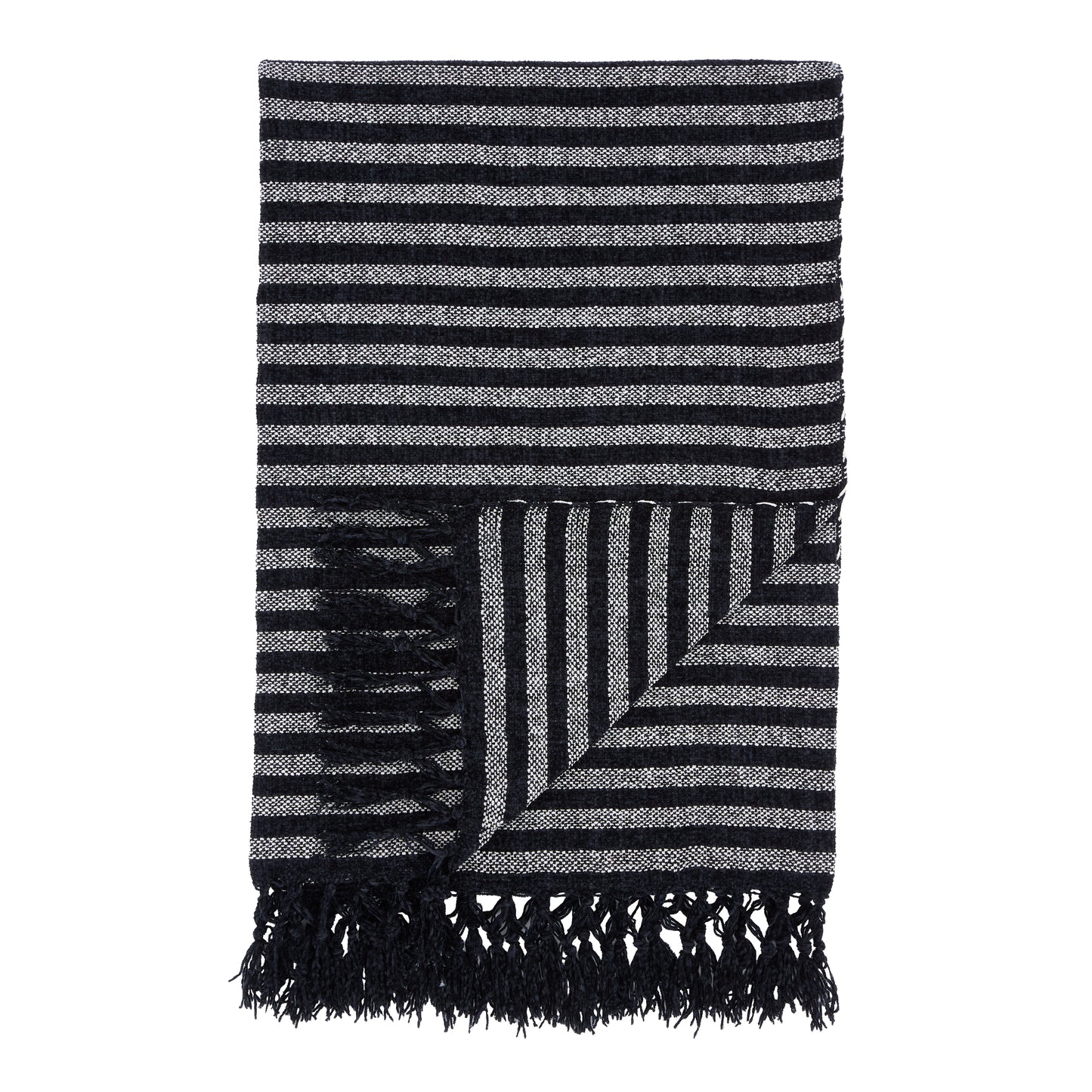 Stripe Chenille Blanket Throw in Black by Catherine Lansfield