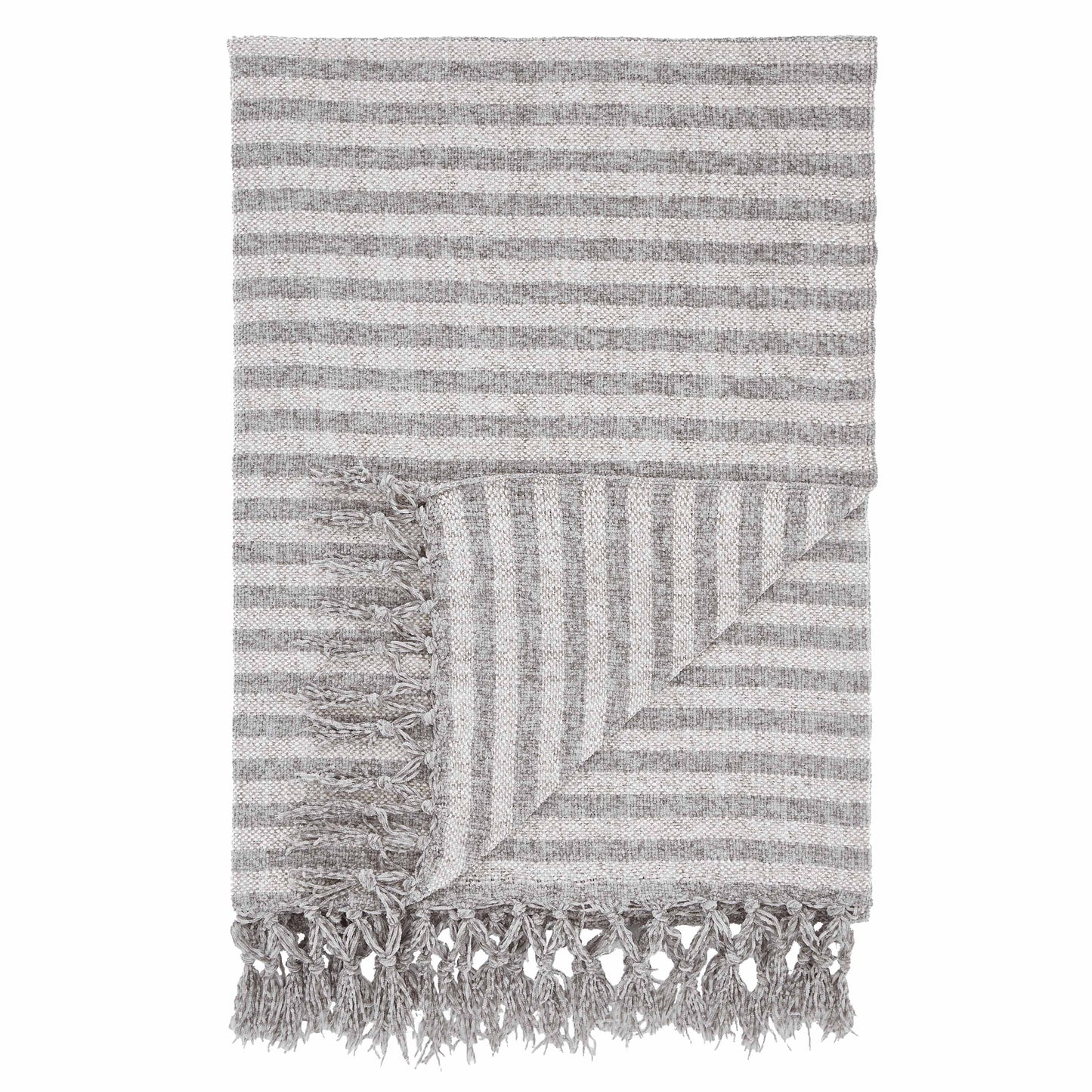 Stripe Chenille Blanket Throw in Grey by Catherine Lansfield