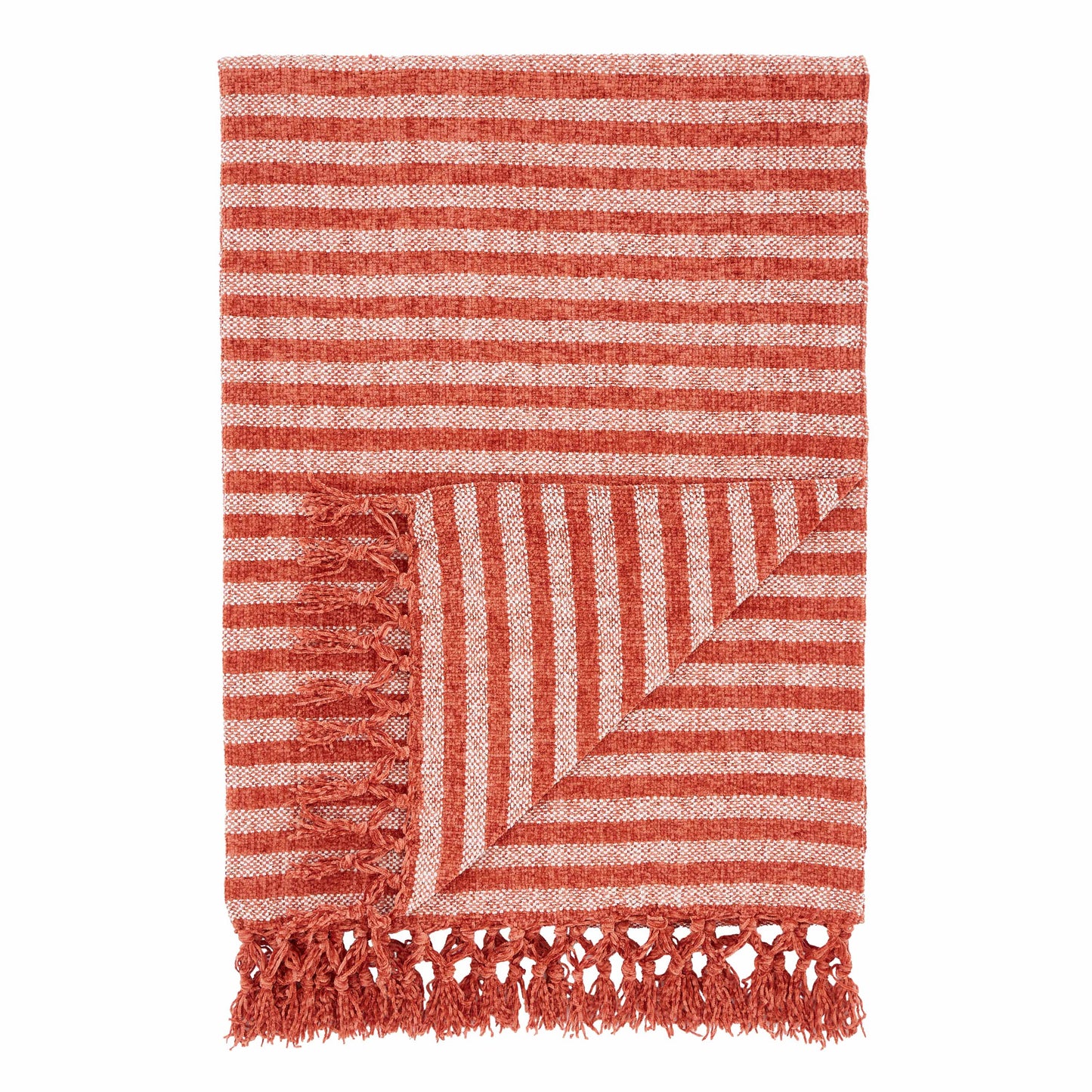 Stripe Chenille Blanket Throw in Terracotta by Catherine Lansfield