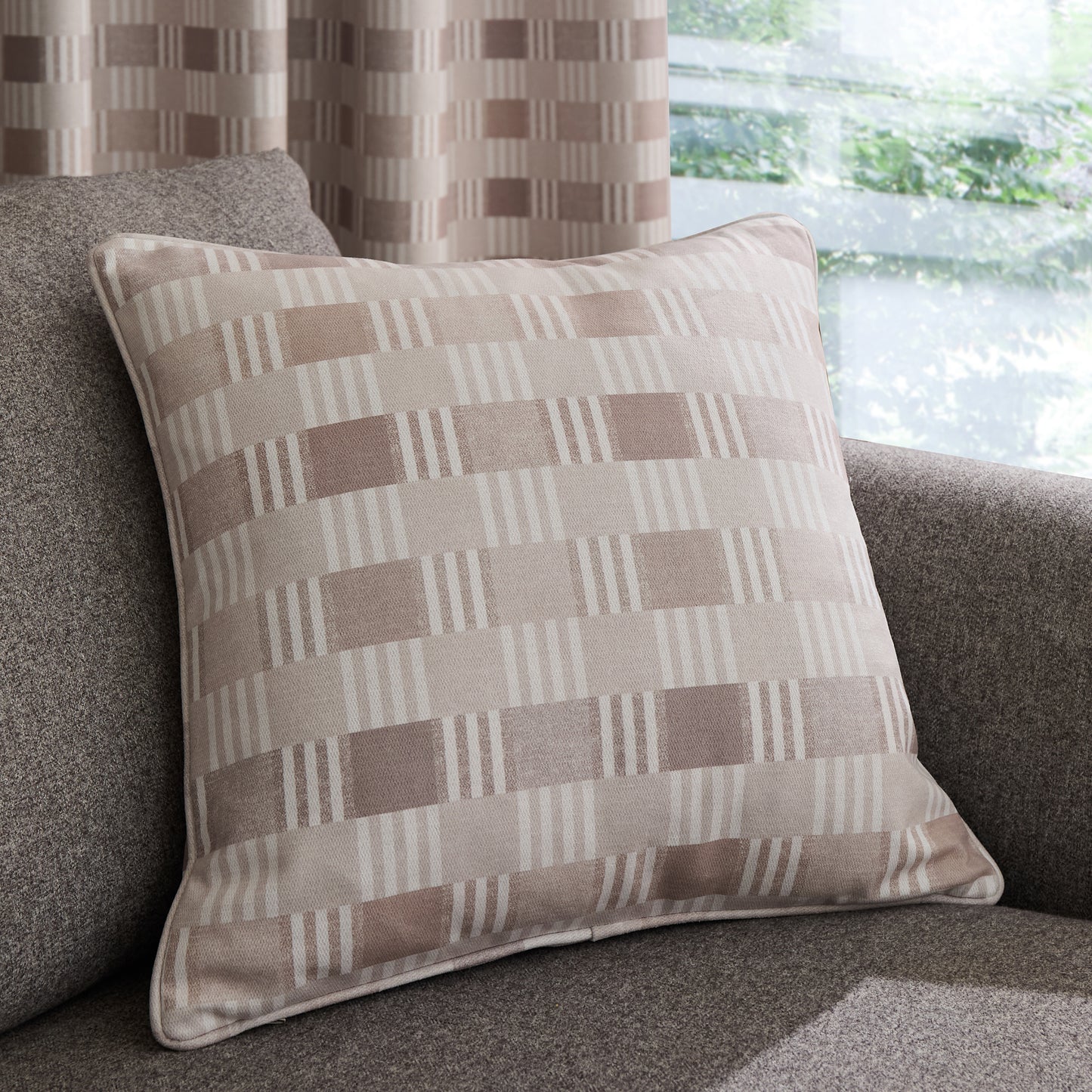 Wilson Check Cushion in Natural by Catherine Lansfield