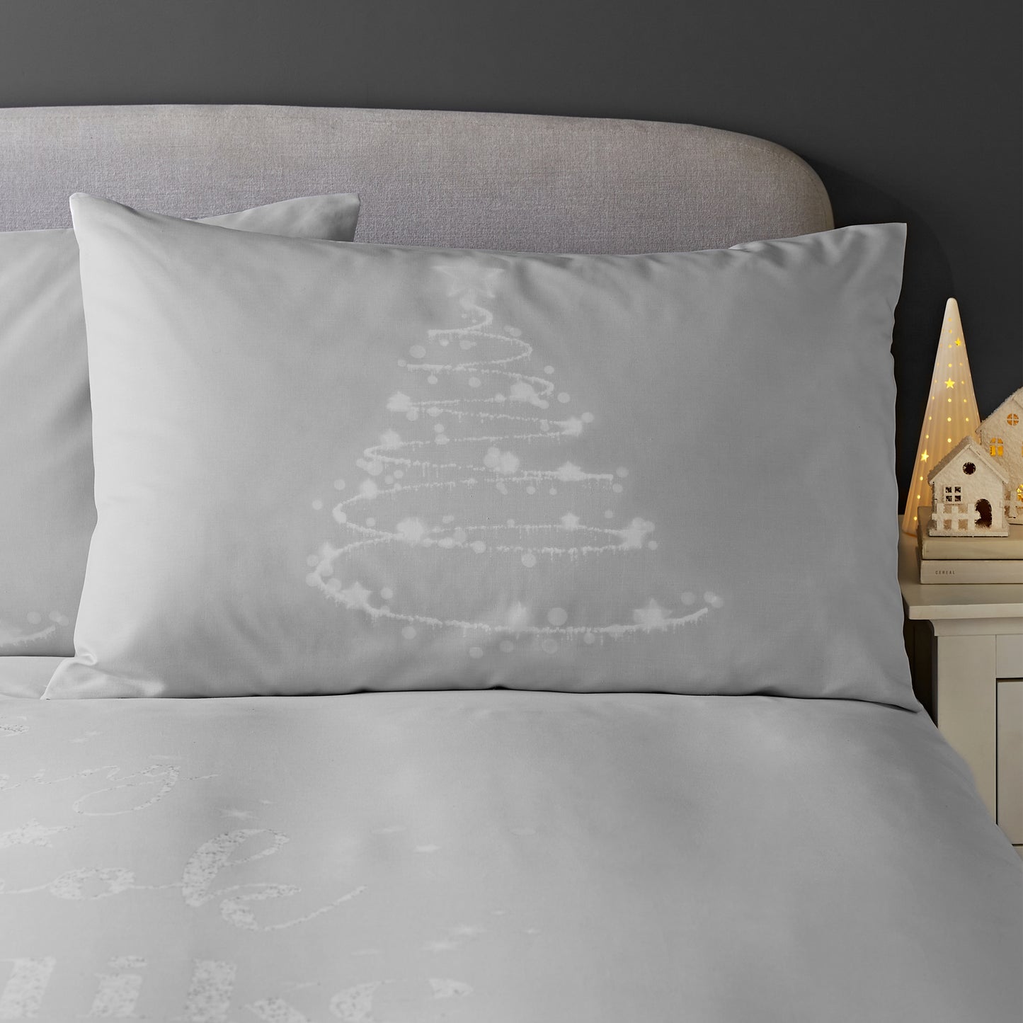 A Lot Like Christmas Reversible Duvet Cover Set in Grey by Catherine Lansfield