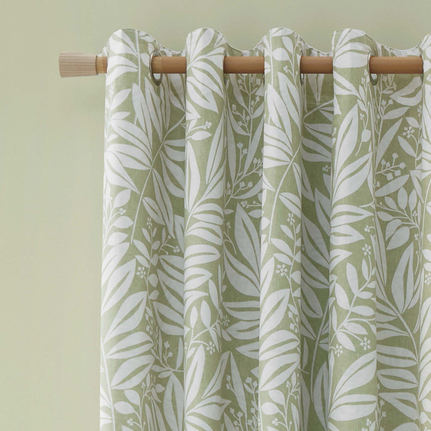 Sorrel Leaf Fully Reversible 66x90 Inch Eyelet Curtains in Green by Catherine Lansfield