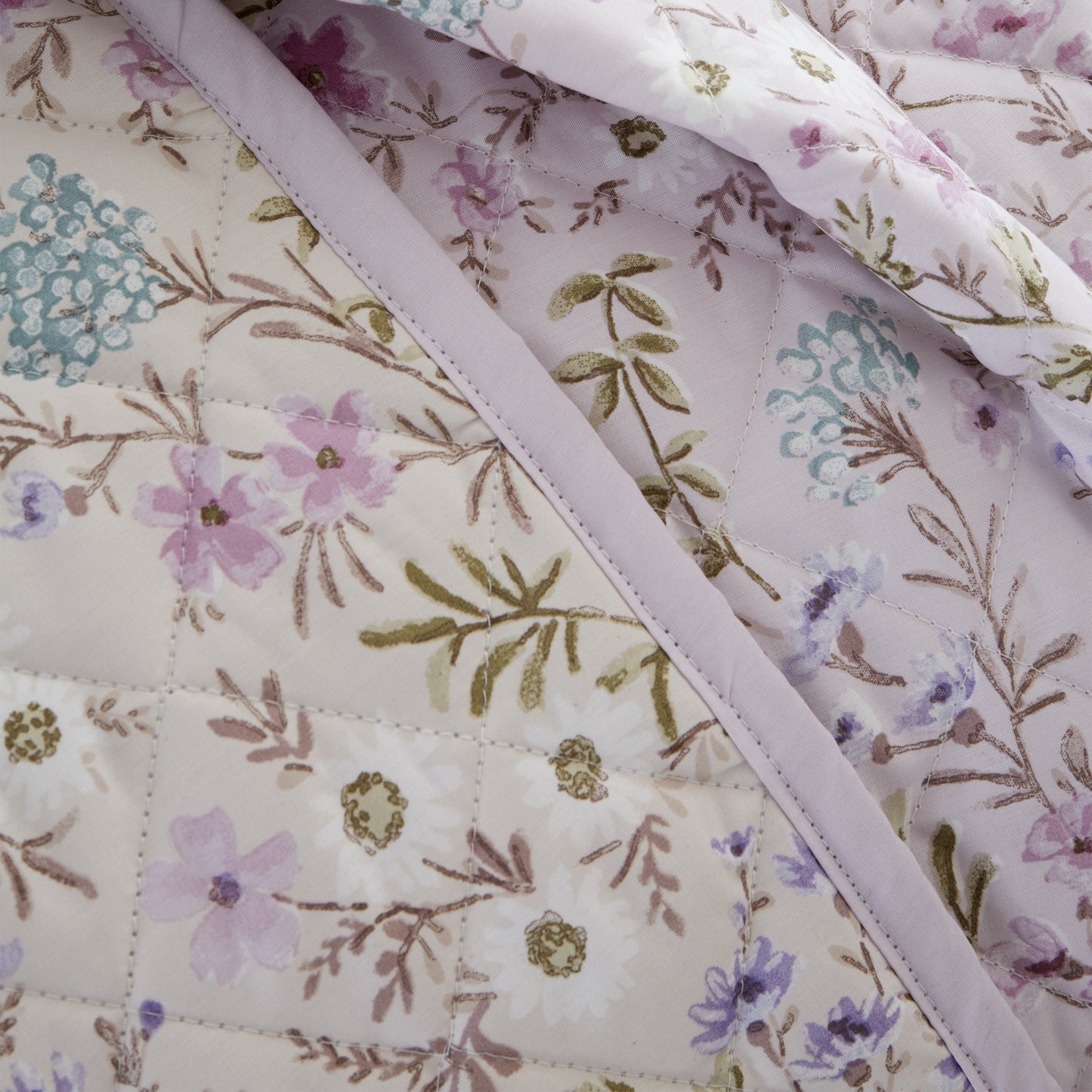 Ditsy Floral 200 Thread Count Cotton Reversible Bedspread in Lilac by Bianca