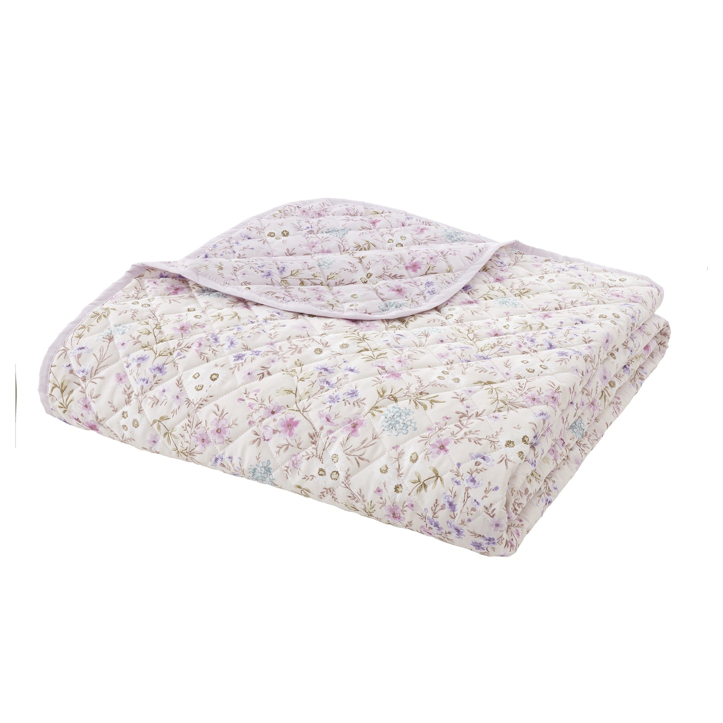 Ditsy Floral 200 Thread Count Cotton Reversible Bedspread in Lilac by Bianca