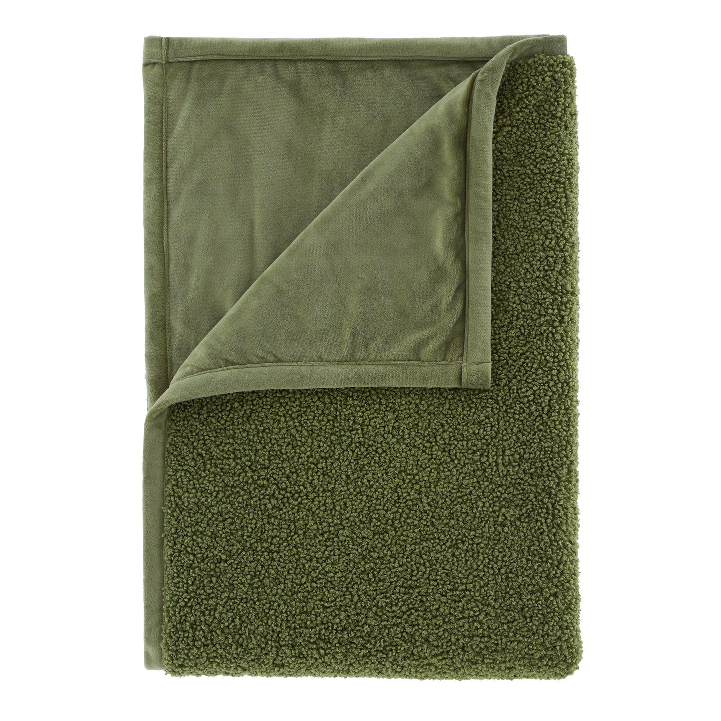 So Soft Velvet Boucle Blanket Throw in Olive by Catherine Lansfield