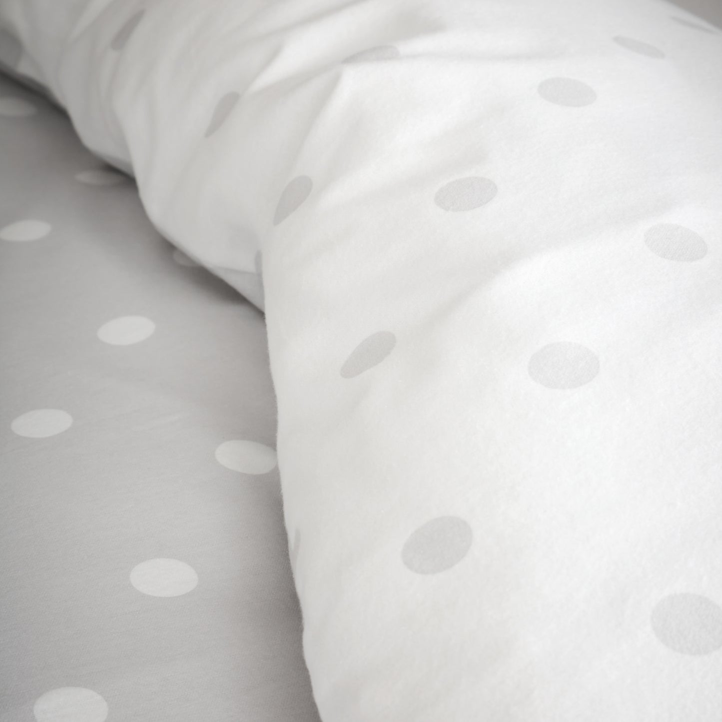 Brushed Polka Dot Cotton Reversible Duvet Cover Set in Grey by Catherine Lansfield