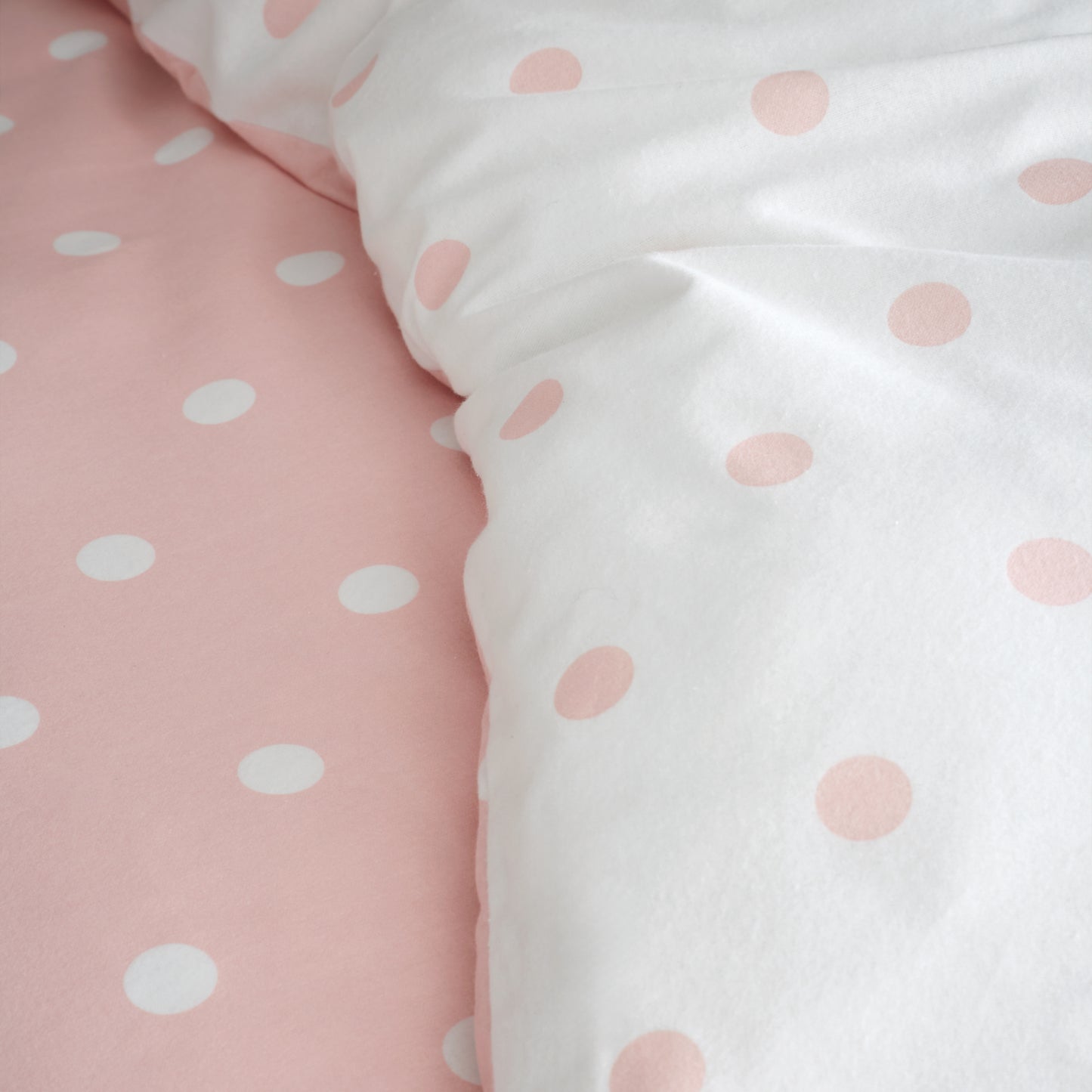 Brushed Polka Dot Cotton Reversible Duvet Cover Set in Pink by Catherine Lansfield