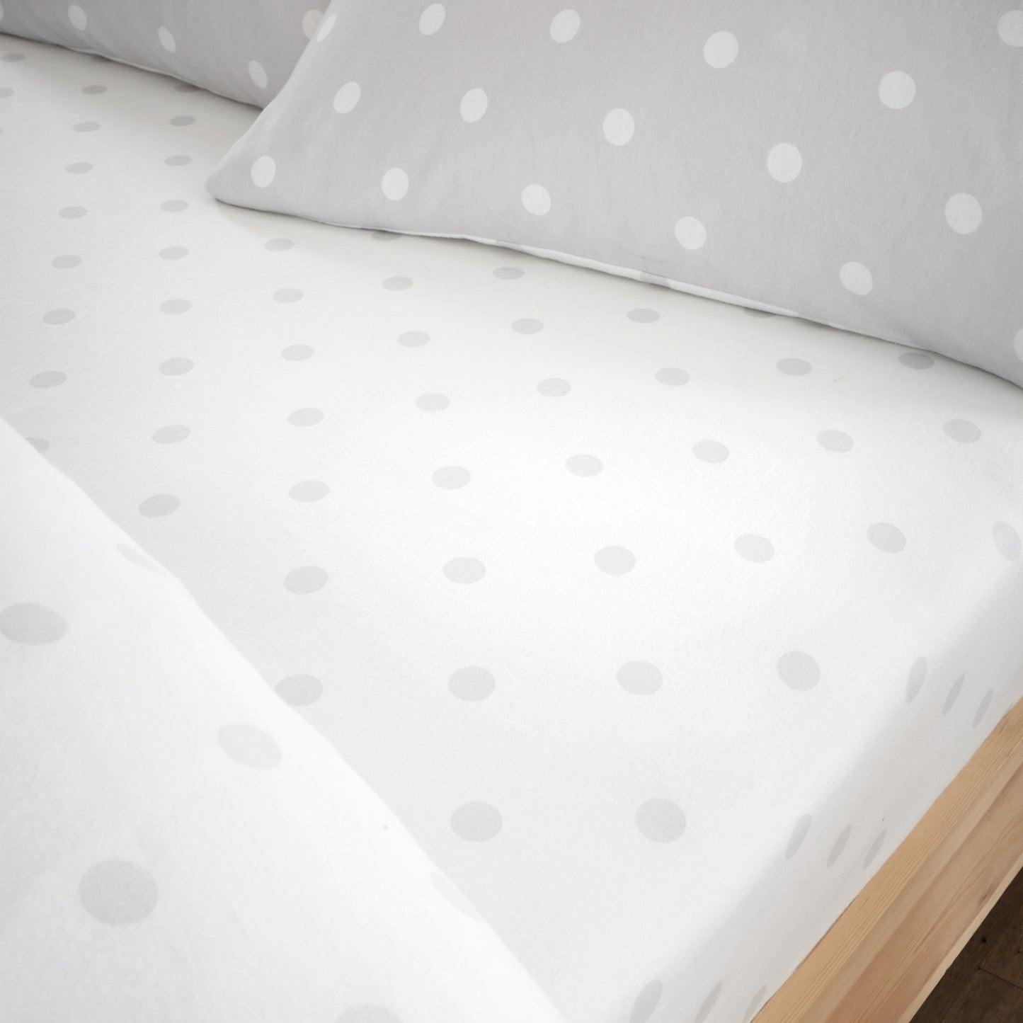 Brushed Polka Dot Cotton Fitted Sheet in Grey by Catherine Lansfield